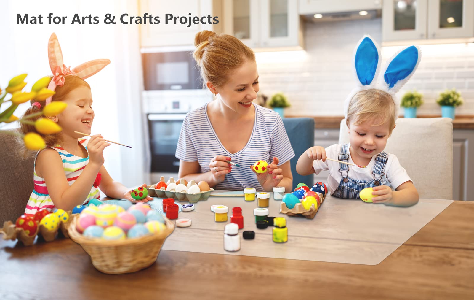 Silicone Counter Mats Set Of 2, Kitchen Countertop Protector, Heat Resistant, Non-Slip, Waterproof, Washable (White - 2 Pcs)