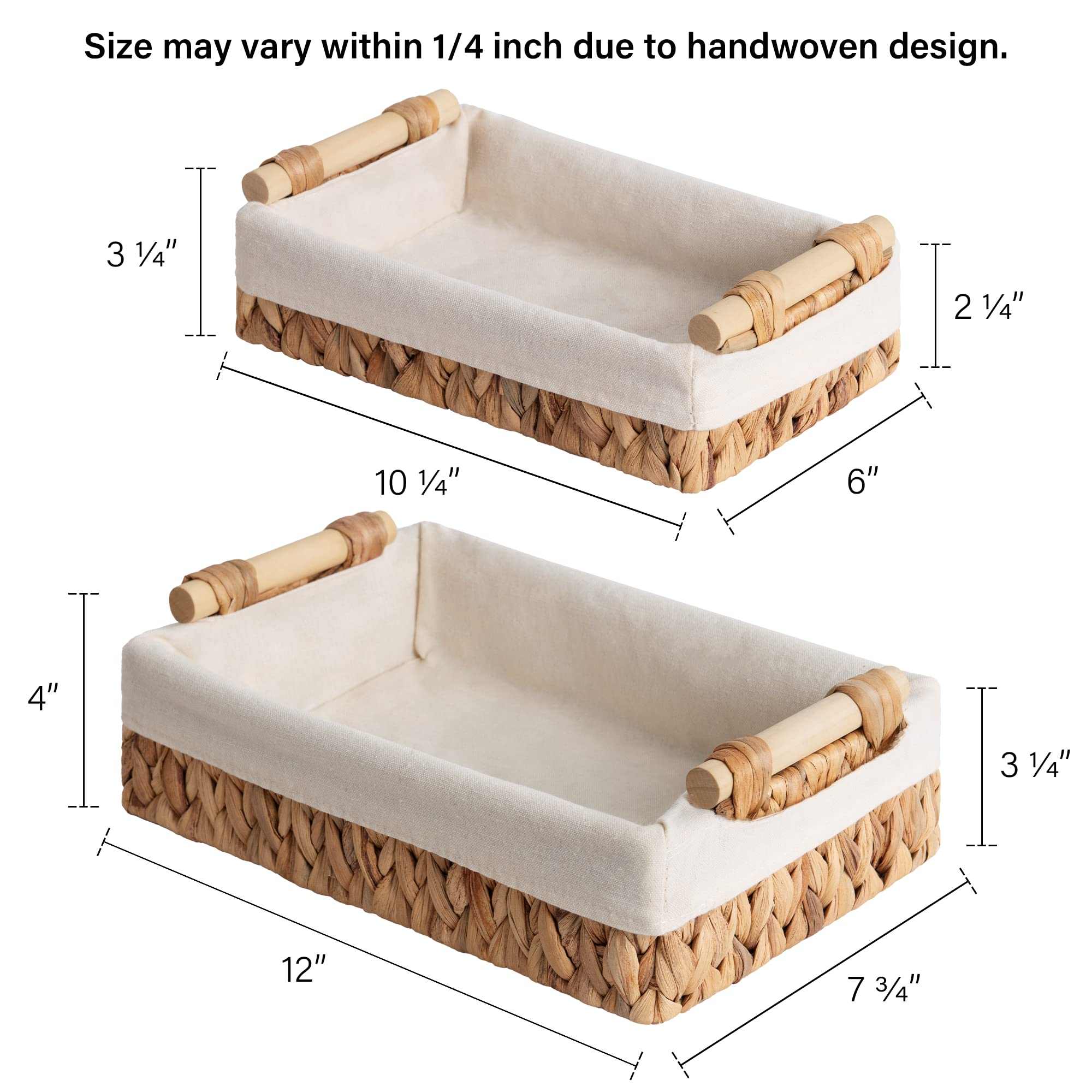 Storageworks Small Wicker Baskets For Organizing, Decorative Water Hyacinth Storage Baskets For Shelves, Toilet Paper Storage Ba