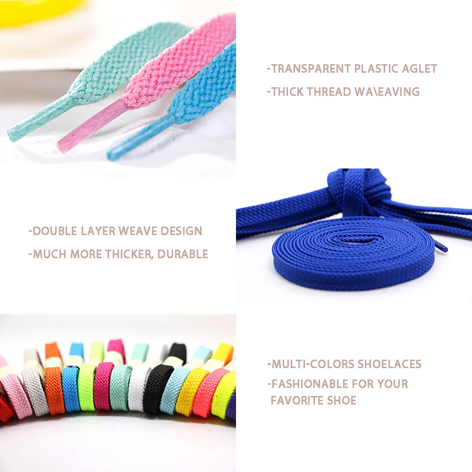 Vsudo Upgrade 54 Double Layer Weave Flat Shoelaces, 516 Wide Flat Shoe Laces For Adults  Kids Sneakers Or Athletic Shoes 1Pair-B