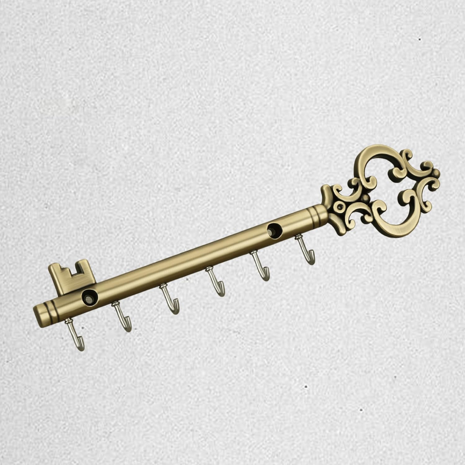 Indeed Royal Key Holder | Rajwadi Key Stand with 6 Hook & Brass Metal Wall Mount Hanger | Home Decor Gift (24x6cm) (Antique) (Br