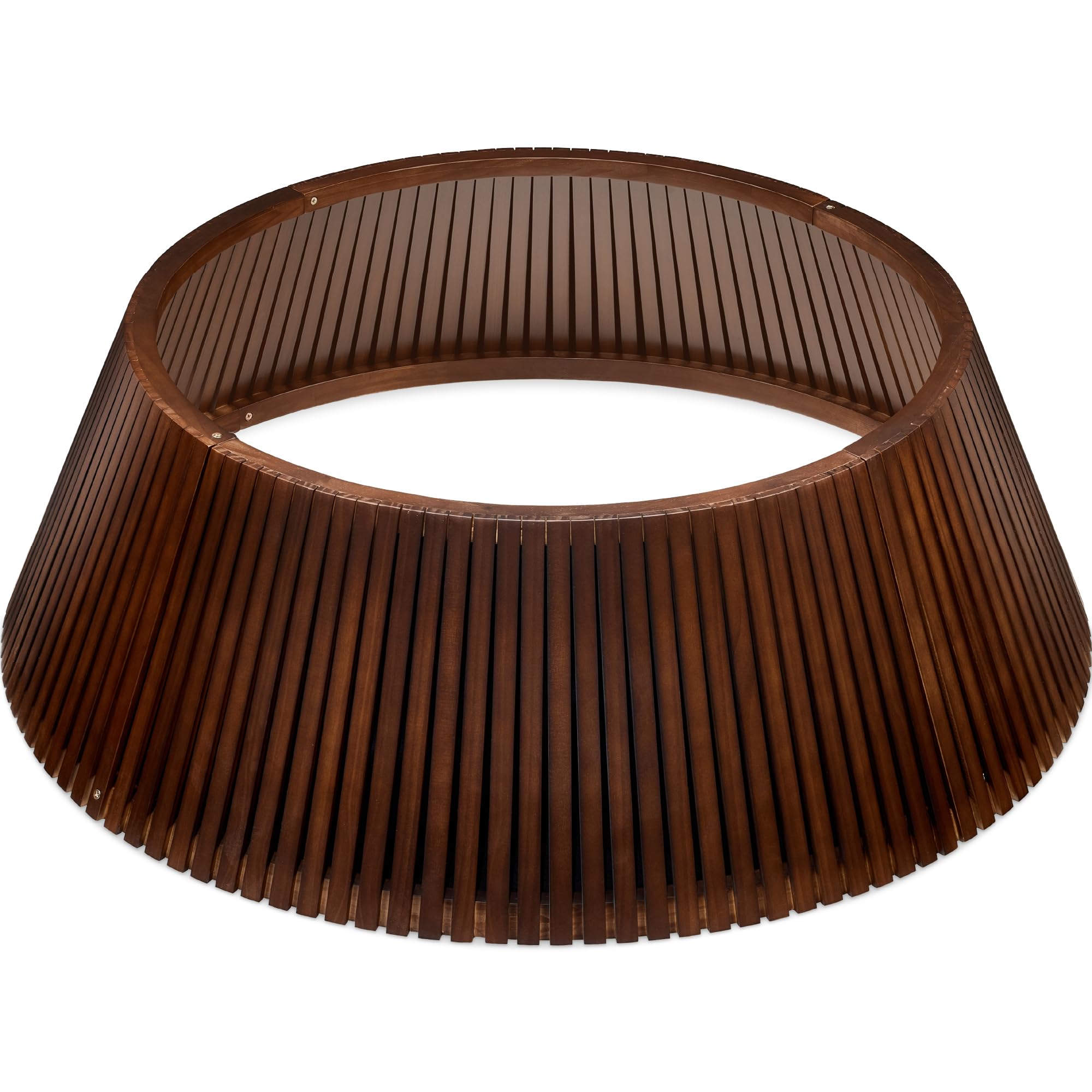 Best Choice Products 36in Christmas Tree Collar, Solid Wood Slatted Tree Skirt Holiday Accessory for Home - Walnut