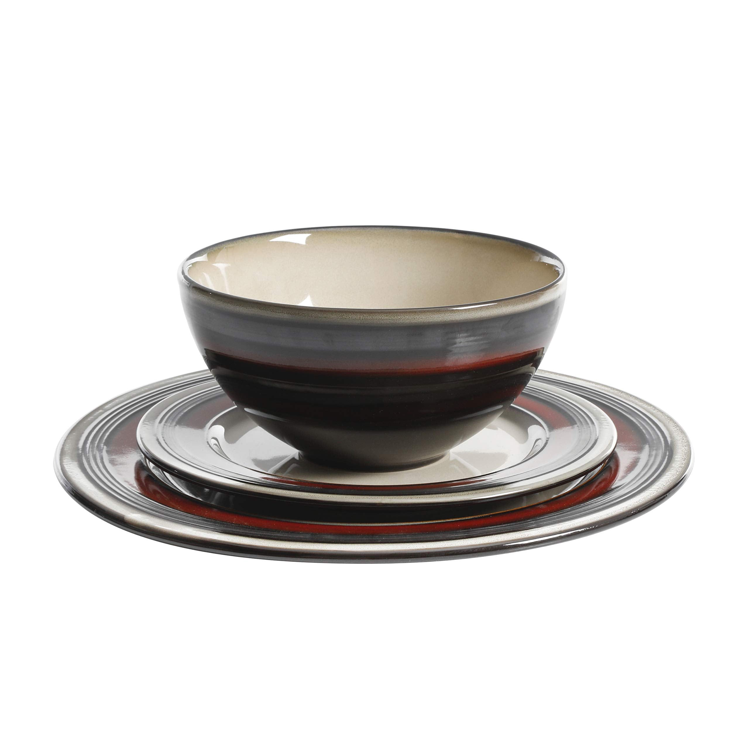 Gibson Elite Everston 12 Piece Dinnerware Set, Red