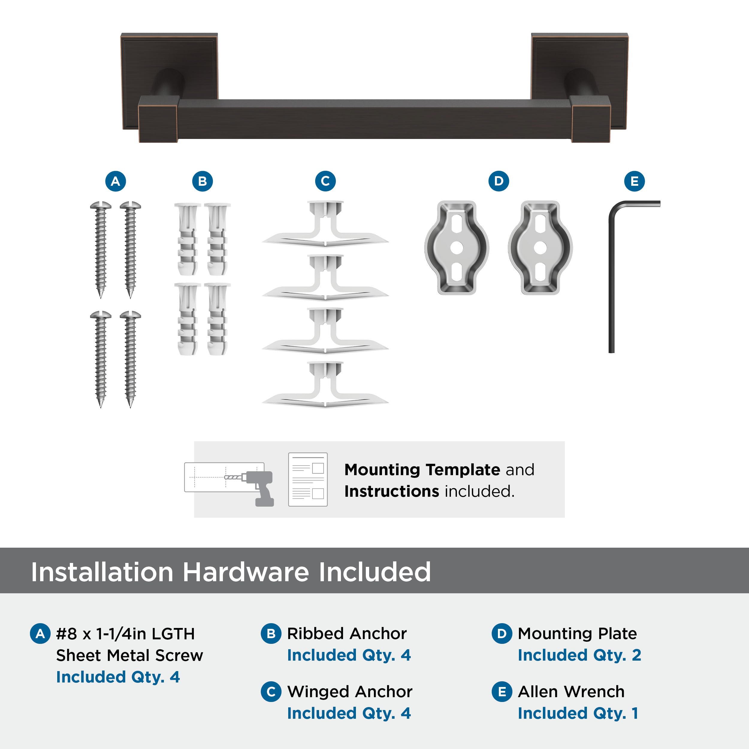 Amerock Appoint Oil-Rubbed Bronze 8 Inch (203Mm) Towel Bar, Bh36075Orb