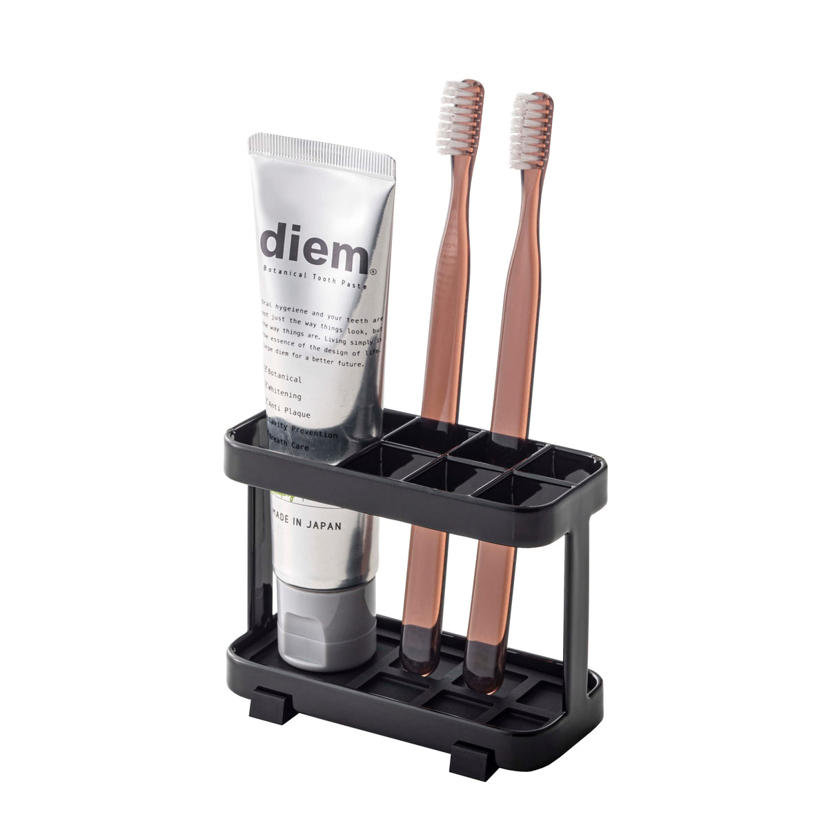Yamazaki Home 6803 Toothbrush And Toothpaste Holder For Bathroom Countertop, One Size, Black