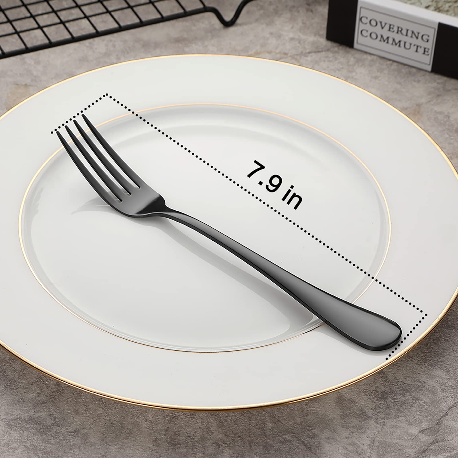 Devico Forks Set, Good Stainless Steel 10-Piece Black Silverware Cutlery Reusable Dinner Forks