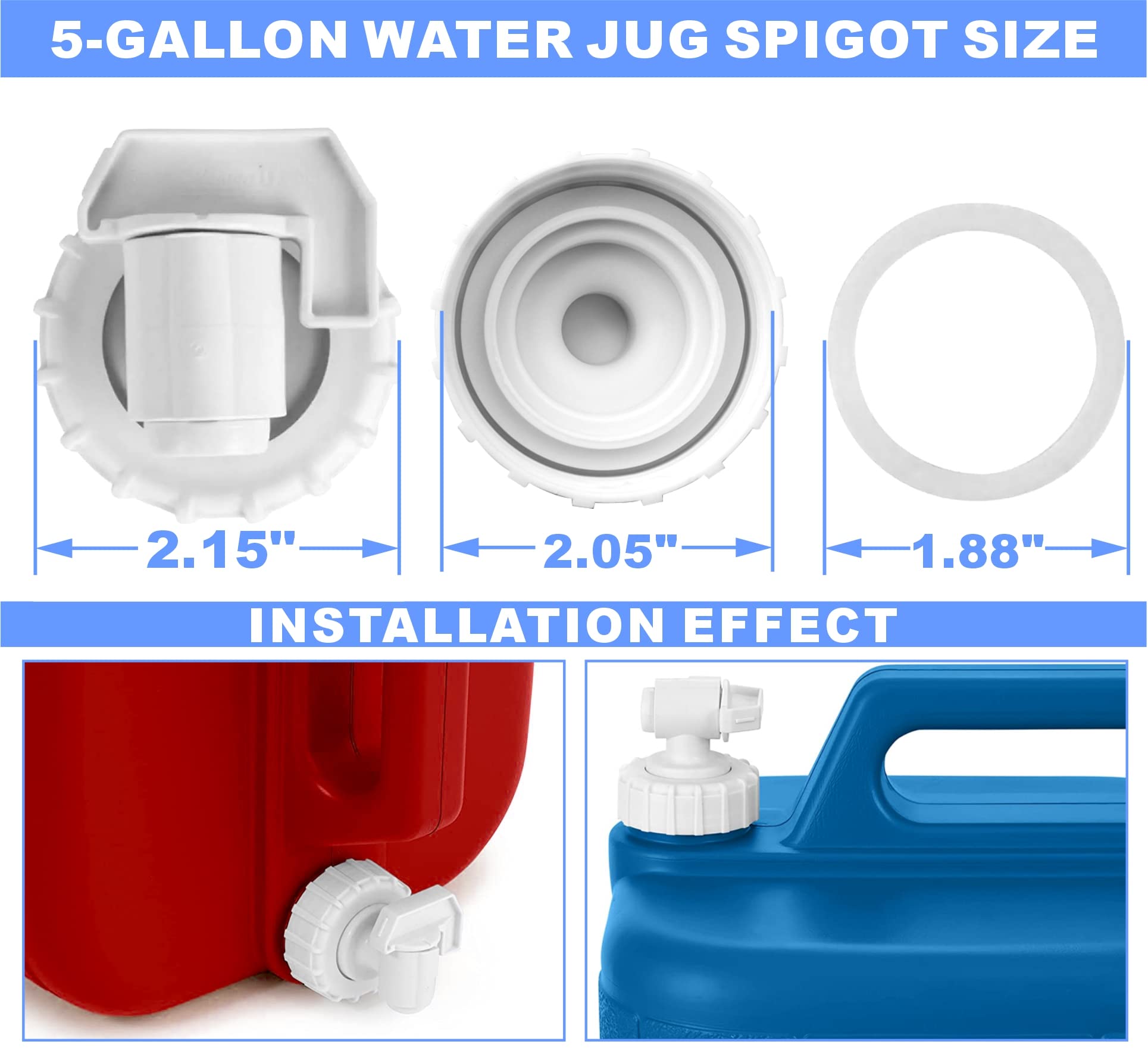 5-Gallon Water Jug Spigot, Water Carrier Jug Replacement Faucet Assy Kit. Compatible With Coleman 5 Gallon Water Carrier Model 5