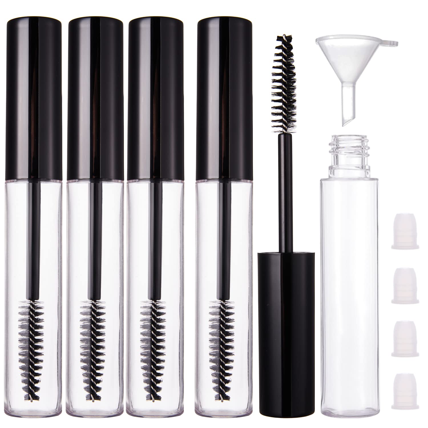 Yitou 4 Pack 10Ml Empty Mascara Tube With Brush Wand, Refillable Eyelash Cream Container Diy Cosmetics Bottle For Castor Oil/Eye