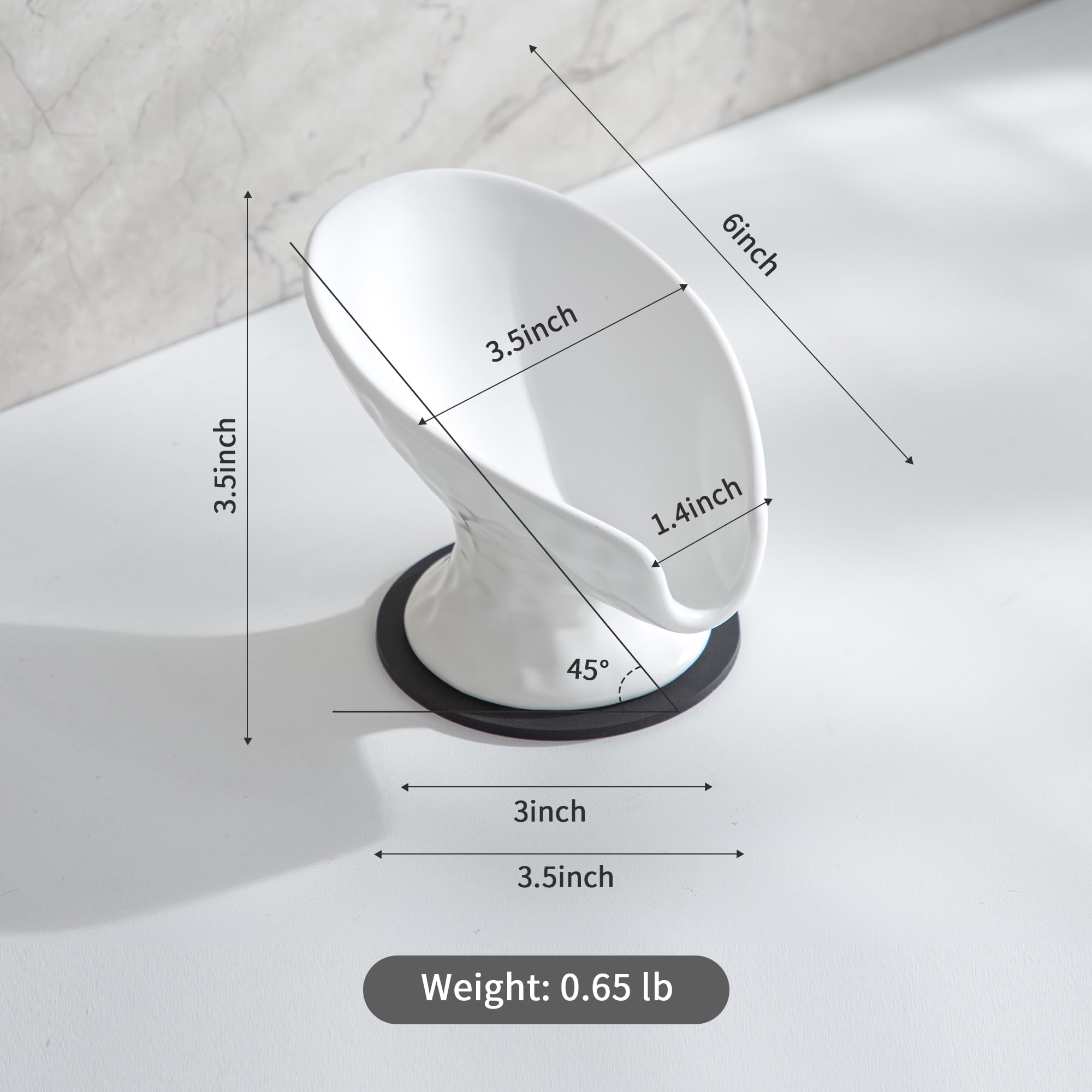 Self Draining Soap Dish,Soap Bar Holder For Shower,White Ceramic Soap Dishes For Bathroom Kitchen Shower Keeps Soap Dry, Easy To