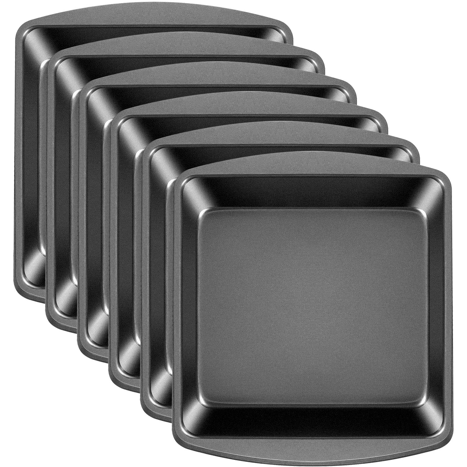 Tioncy 6 Pcs Square Cake Pan Set Steel 9 X 9 Inch Nonstick Baking Pan Oven Pan For Home Baking Brownie Muffin Kitchen Bakeware