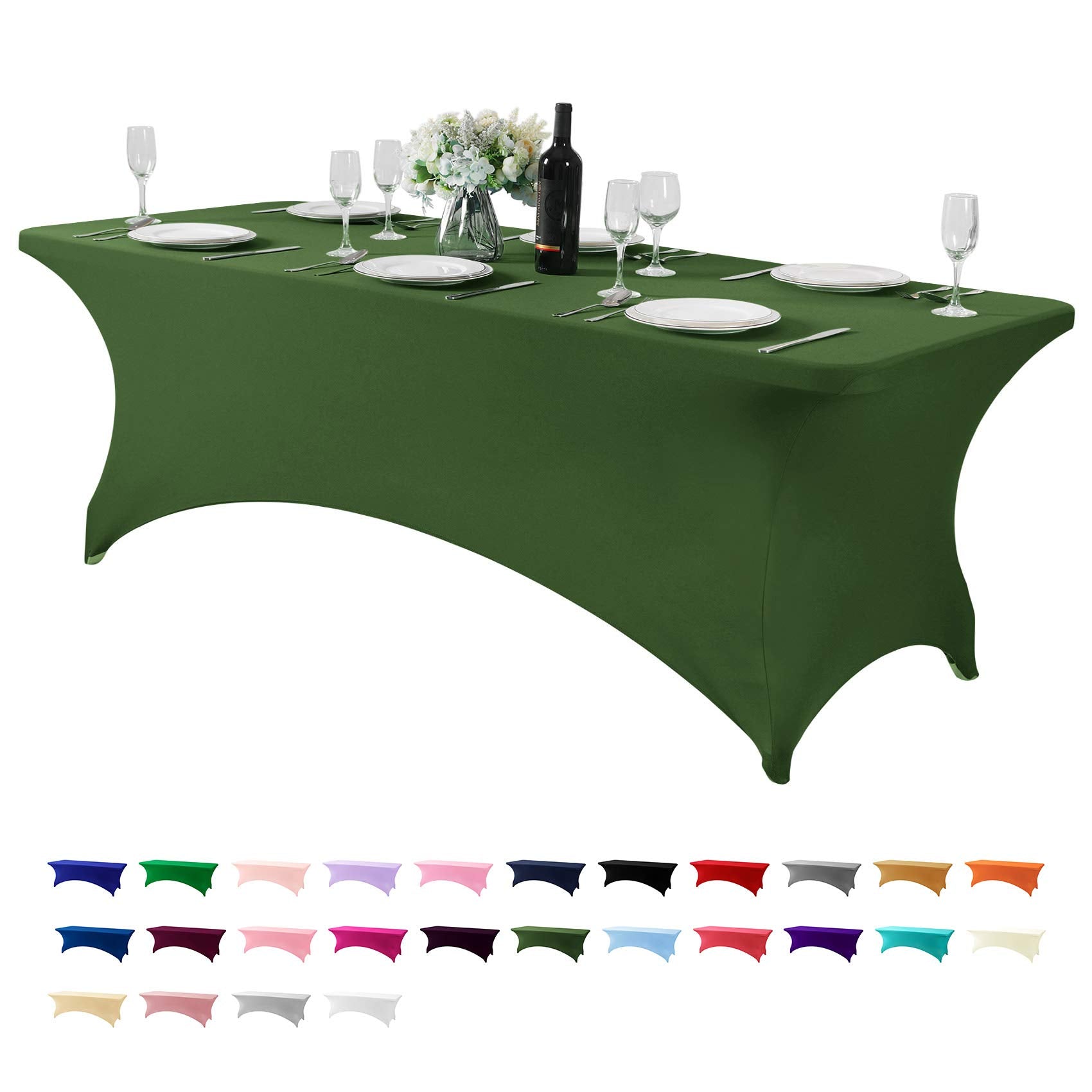 Hezuzo Spandex Table Cover For 8Ft Table Universal Fitted Stretch Tablecloth For Party, Banquet, Wedding And Events-Willow
