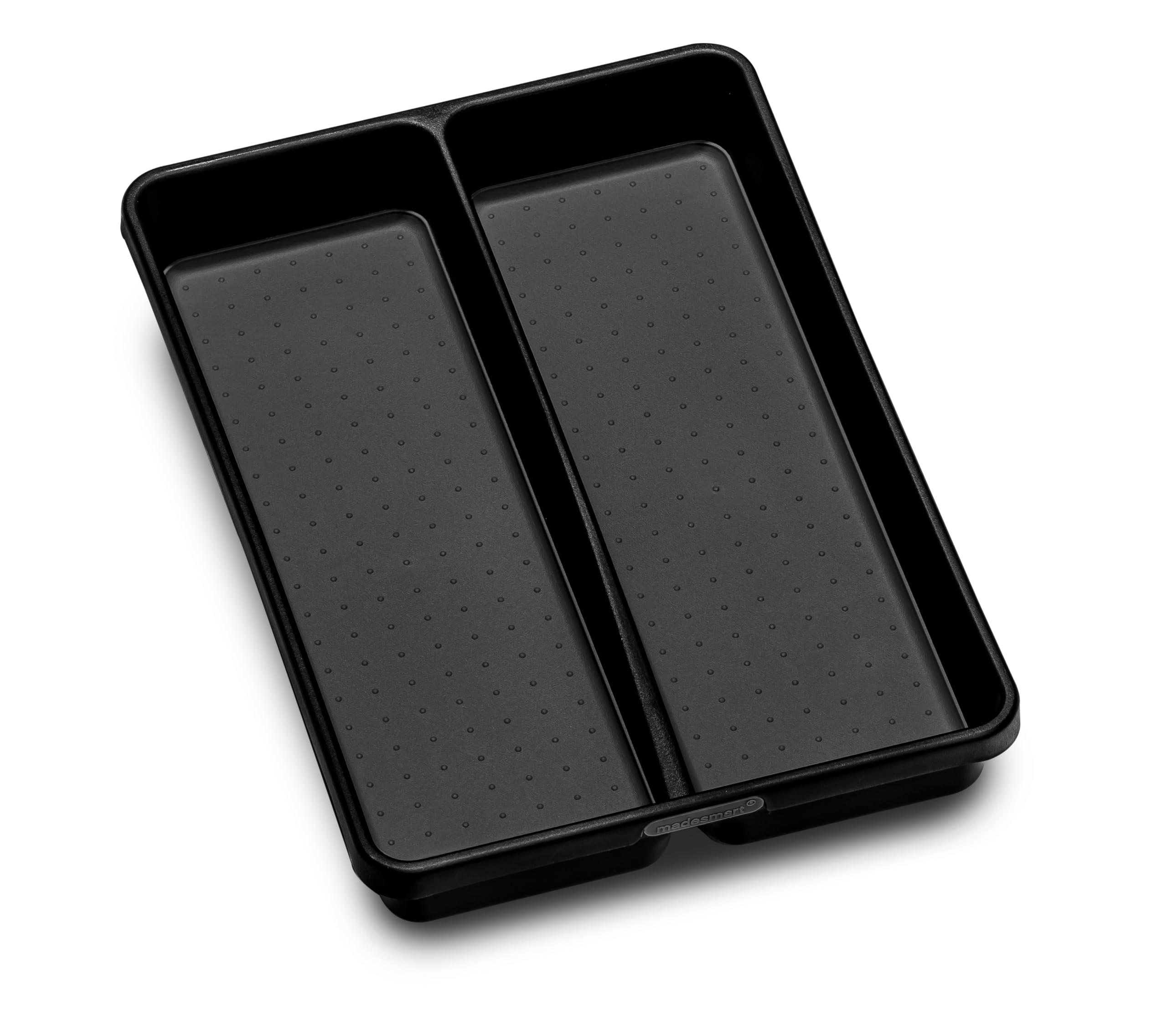 Madesmart Utensil Tray-Carbon Collection 2 Compartments, Soft-Grip Lining & Non-Slip Feet & Bpa-Free, Small