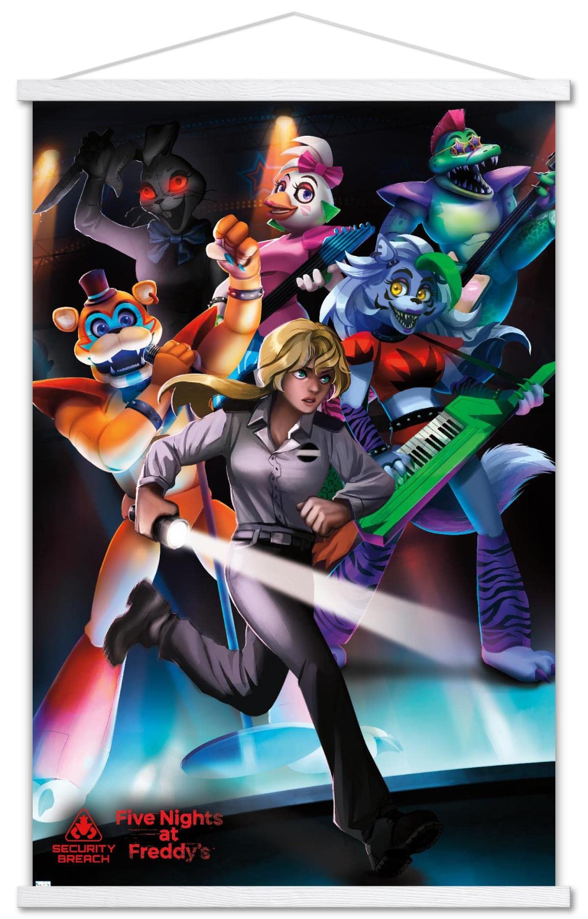 Trends International Five Nights At Freddy'S: Security Breach - Group Wall Poster, 22.375'' X 34'', Print And White Hanger Bundl