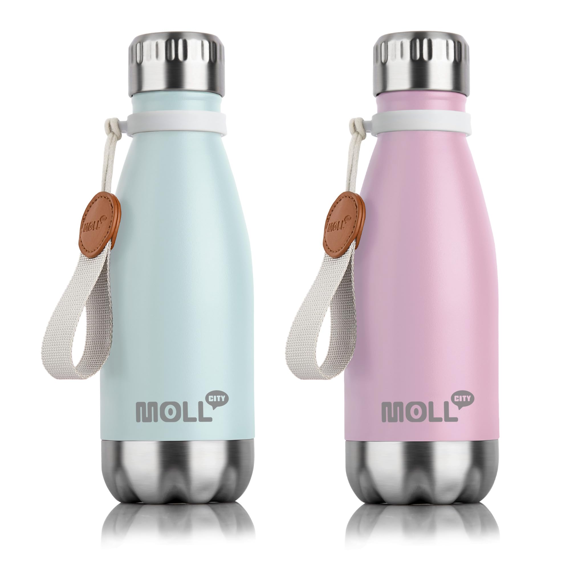 Mollcity 9 oz Water Bottle Stainless Steel Double Wall Vacuum Insulated Sports Water Bottle for Kids, Small Cola Shape Water Bot