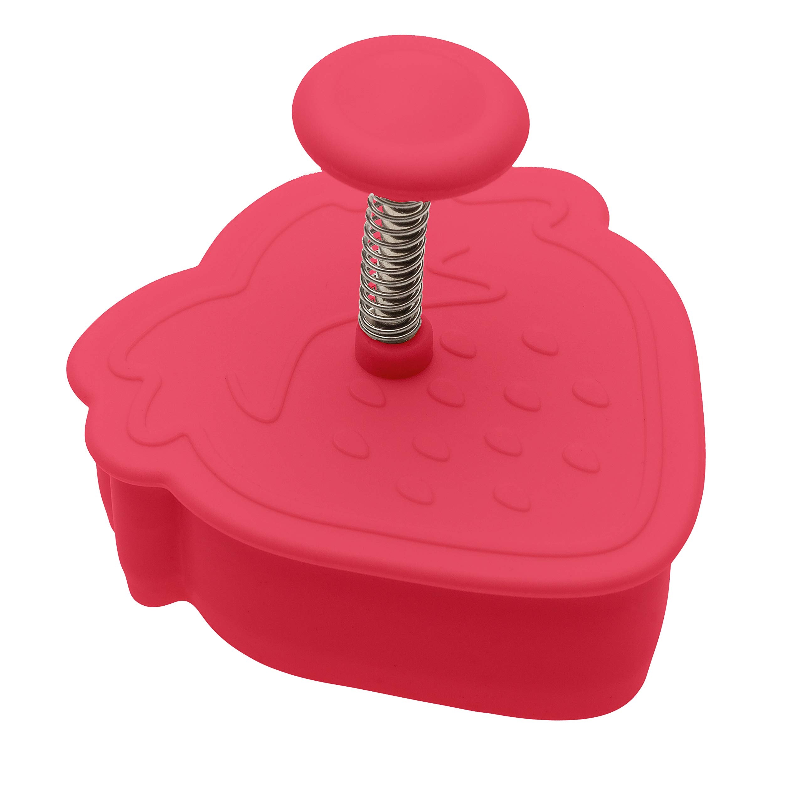 Ateco Strawberry Plunger Cutters, For Cutting Decorations & Direct Embossing, Spring-Loaded Handle, Food Safe Plastic White, 2 B