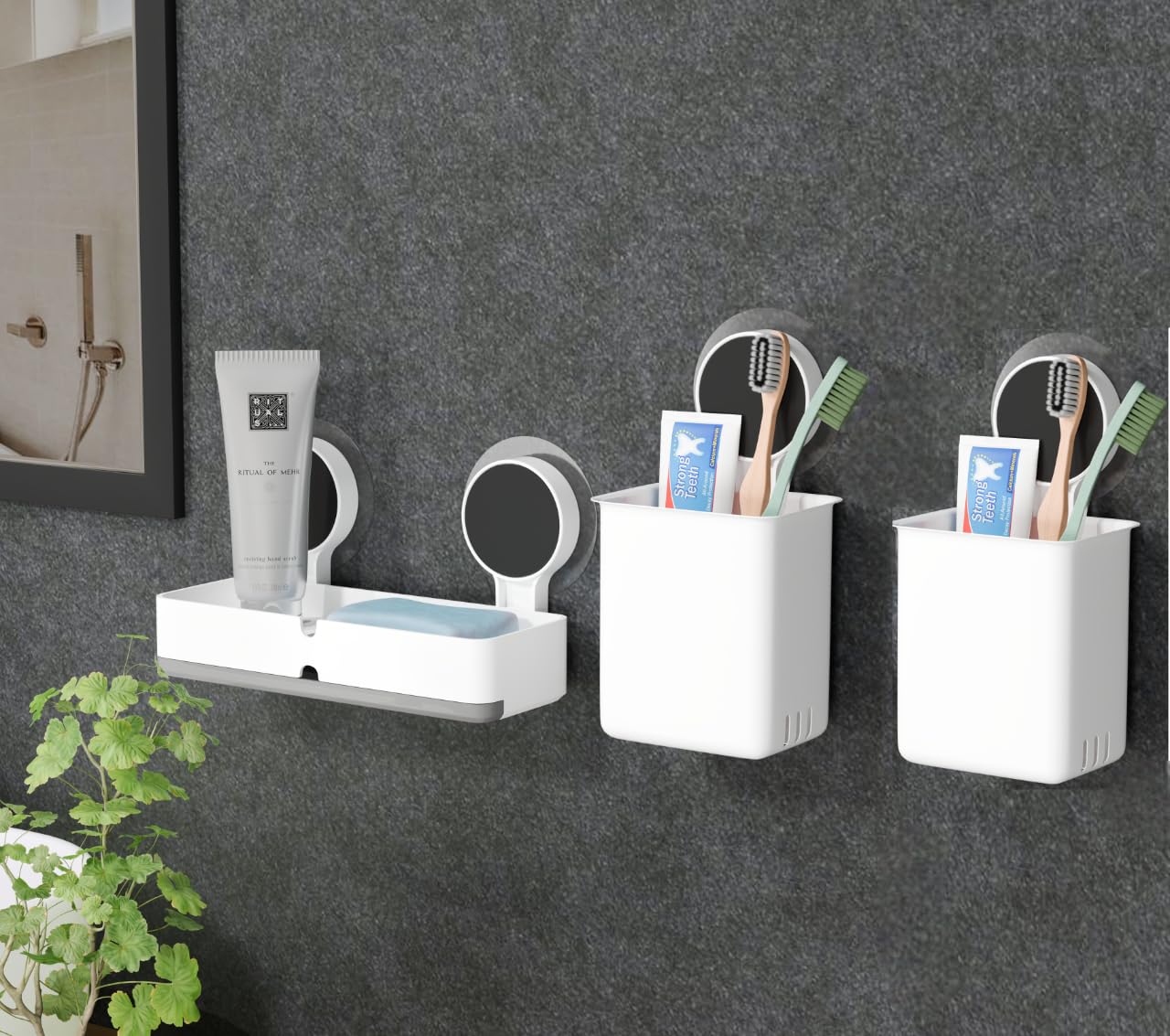 Elmvia Abs Plastic Toothbrush Holders For Bathroom Wall/For Wash Basin/Toothpaste Holder/Brush Stand Brush Holder/Brush Holder (
