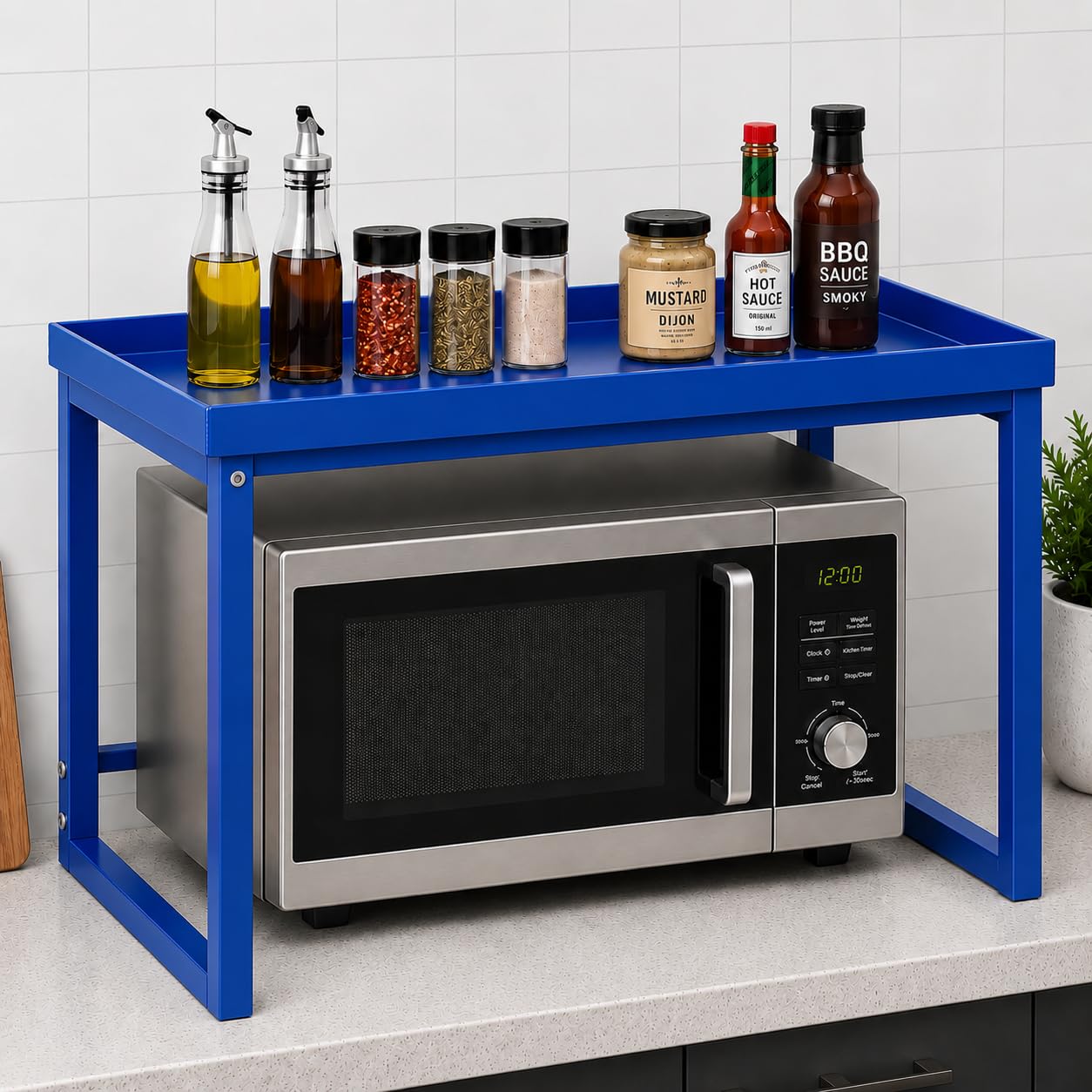 Ogfc 67103 Metal Spice Storage Stand, Microwave Stand For Kitchen/Pantry; Condiments, Kitchen Space Stand For Daily Essentials, 