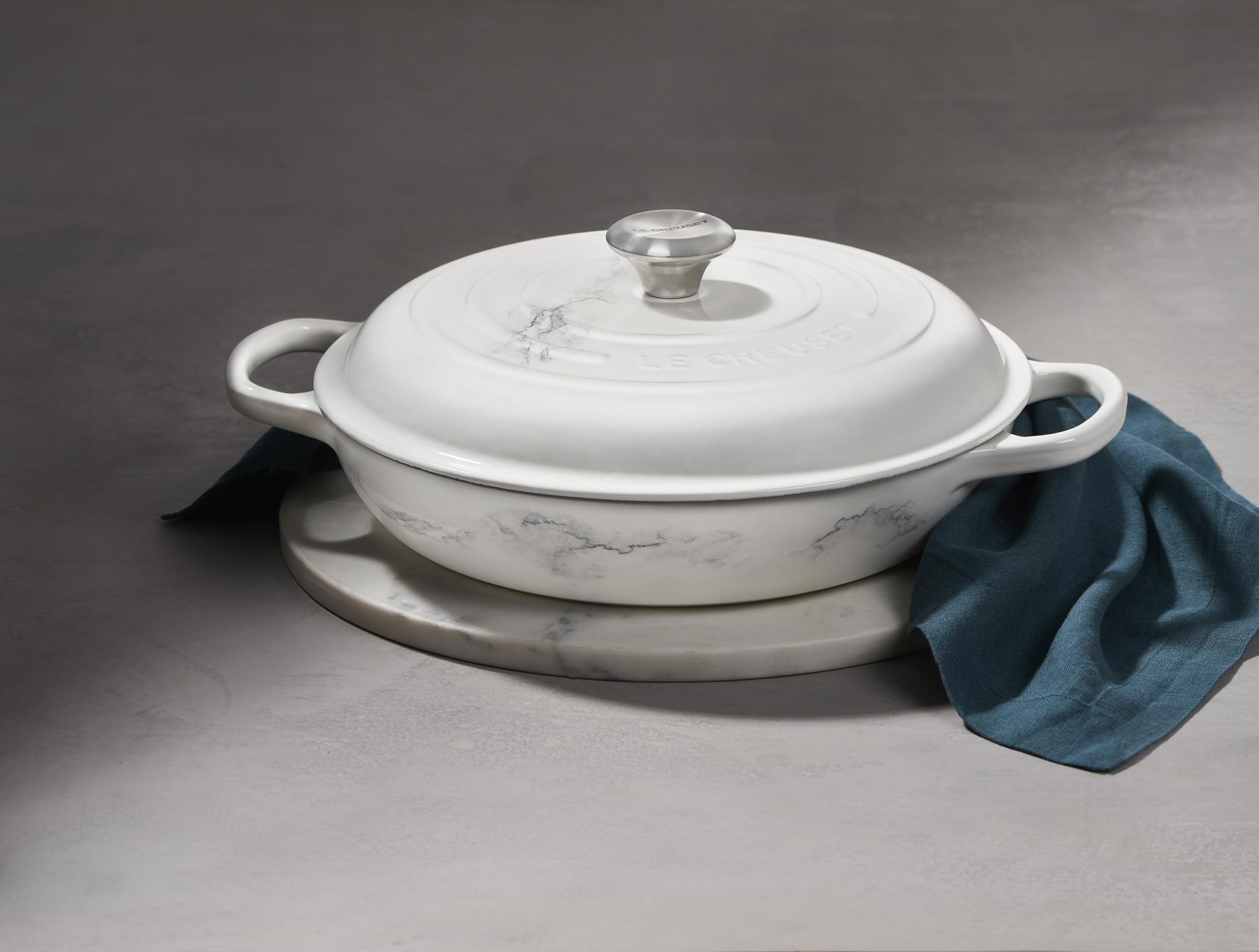 Le Creuset Enameled Cast Iron Signature Braiser, 3.5 Qt., Marble