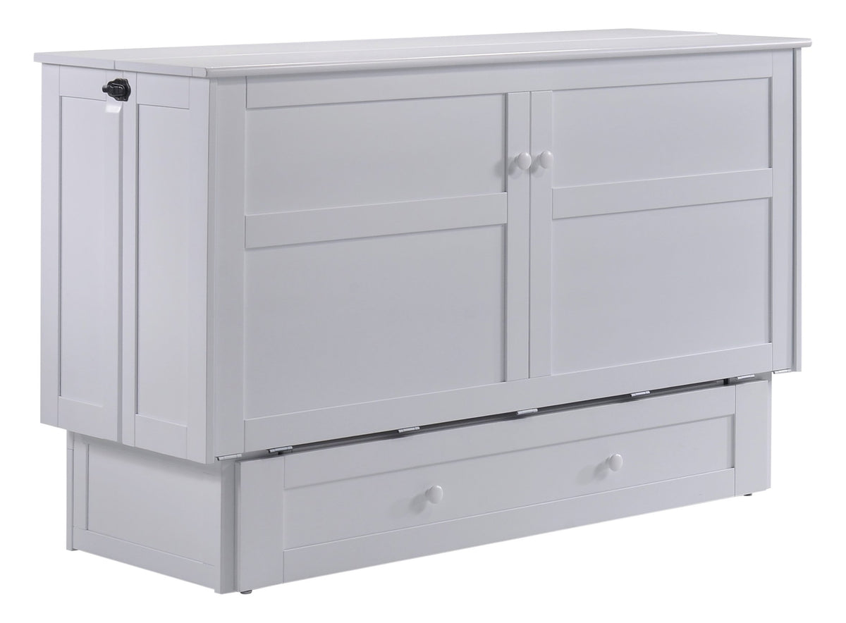 Night & Day Furniture Mur-Clv Wh And Mnd-Gmf-Tri-Qen Murphy Cabinet Bed With Mattress, Queen, White