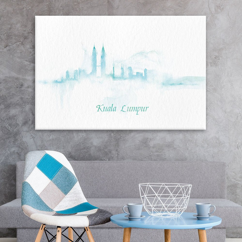Wall26 Canvas Wall Art - Impressionism Watercolor Style City Landscape Of Kuala Lumpur - Giclee Print Gallery Wrap Modern Home A