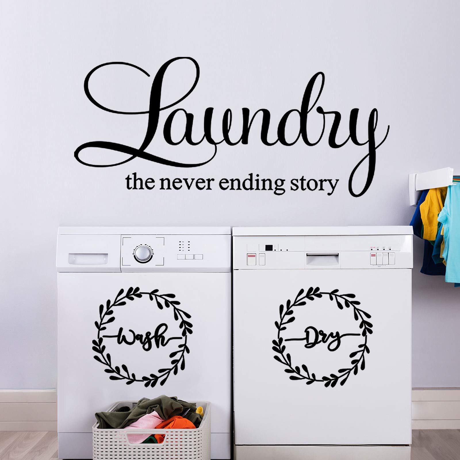 Laundry Room Vinyl Wall Decal Wash Dry Vinyl Laundry Stickers Laundry The Never Ending Story Decal Washer Stickers Quote Wall Ar