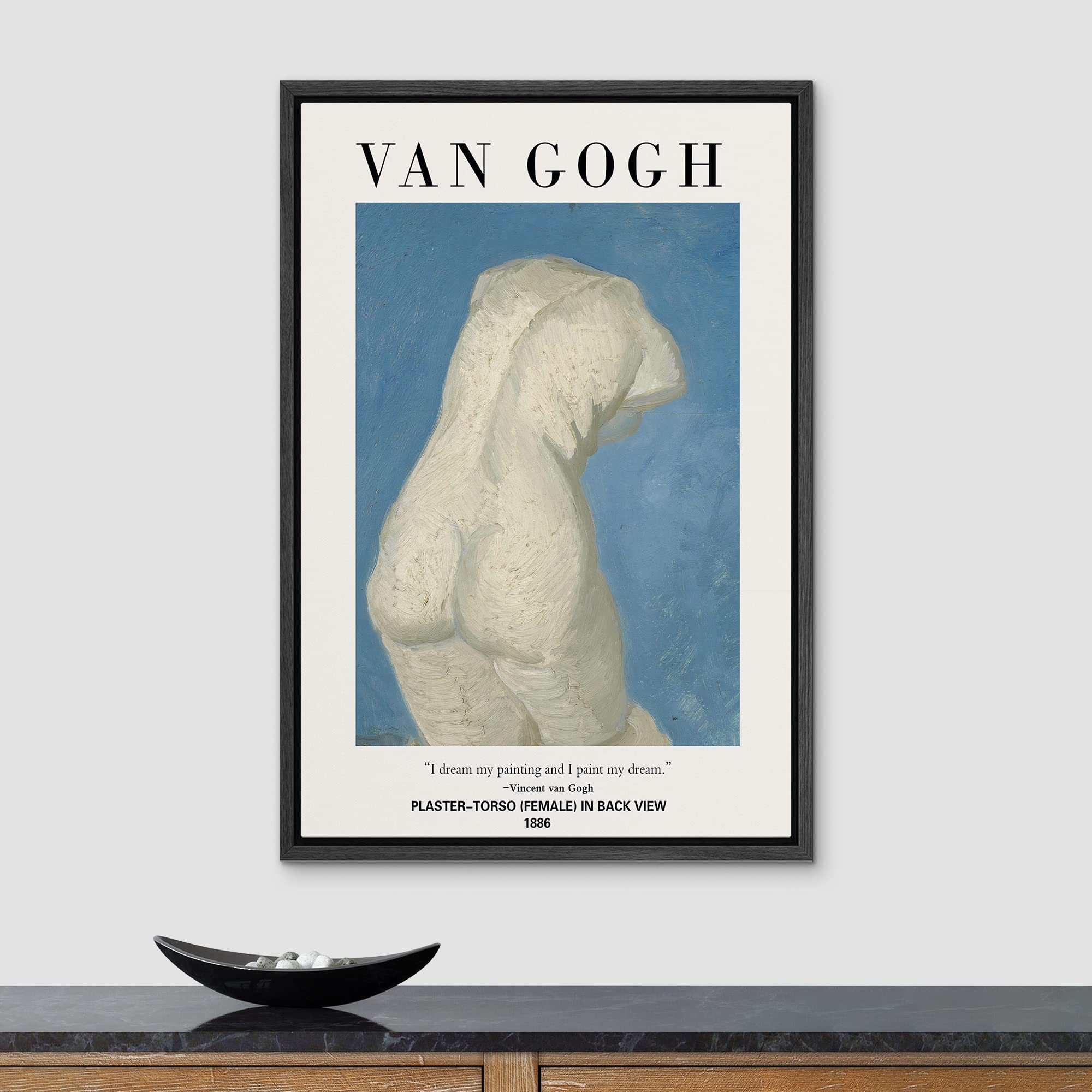 Signleader Framed Canvas Print Wall Art Female Plaster Torso Back View Decorative Brushstroke Illustrations Fine Art Traditional