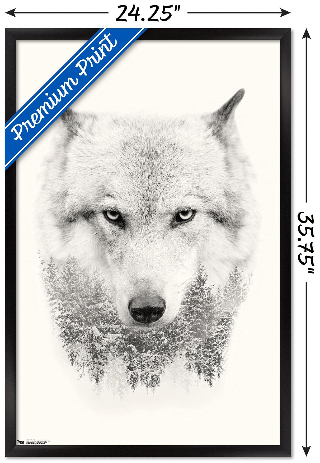 Trends International Wolf - Trees Wall Poster, 22.375'' X 34'', Black Framed Version