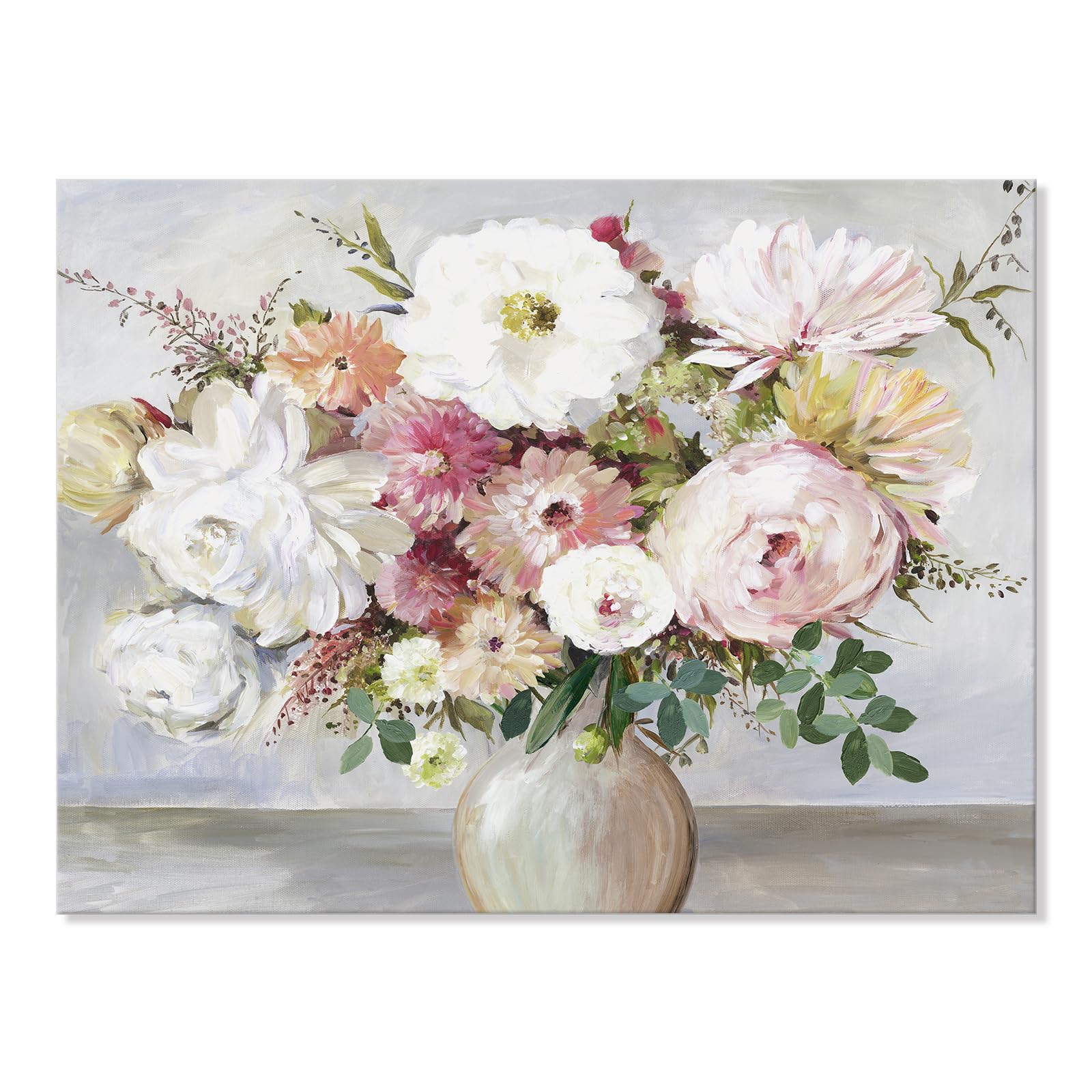 Goldfoilart Colorful Flower Wall Decor Living Room Floral Wall Art In Vase Elegant Picture Prints Painting For Bedroom Dining Ro