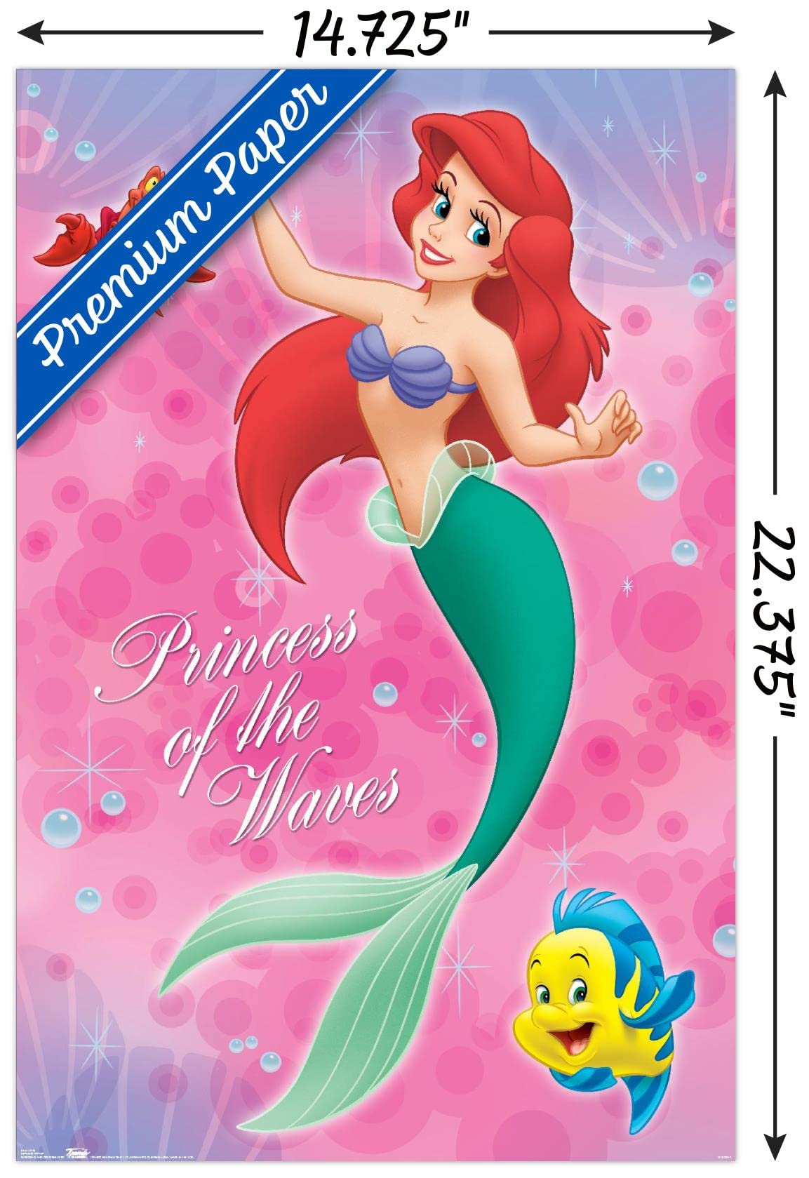 Trends International Disney The Little Mermaid - Group Wall Poster, 14.725'' X 22.375'', Premium Poster & Mount Bundle