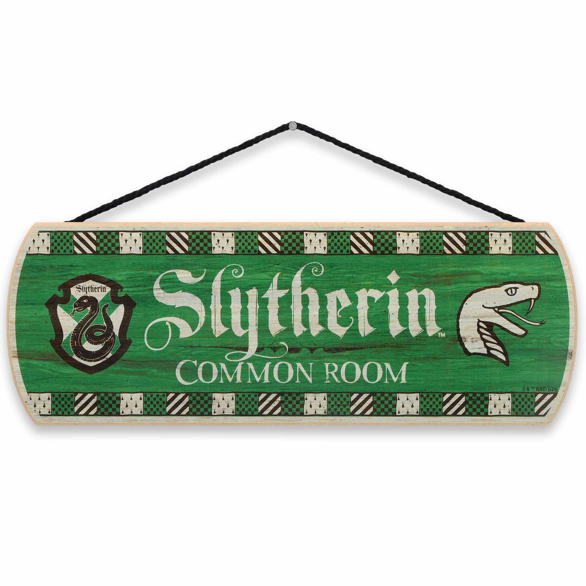 Open Road Brands Harry Potter Slytherin Common Room Hanging Wood Wall Decor - Fun Slytherin Sign for Teen Bedroom or Movie Room