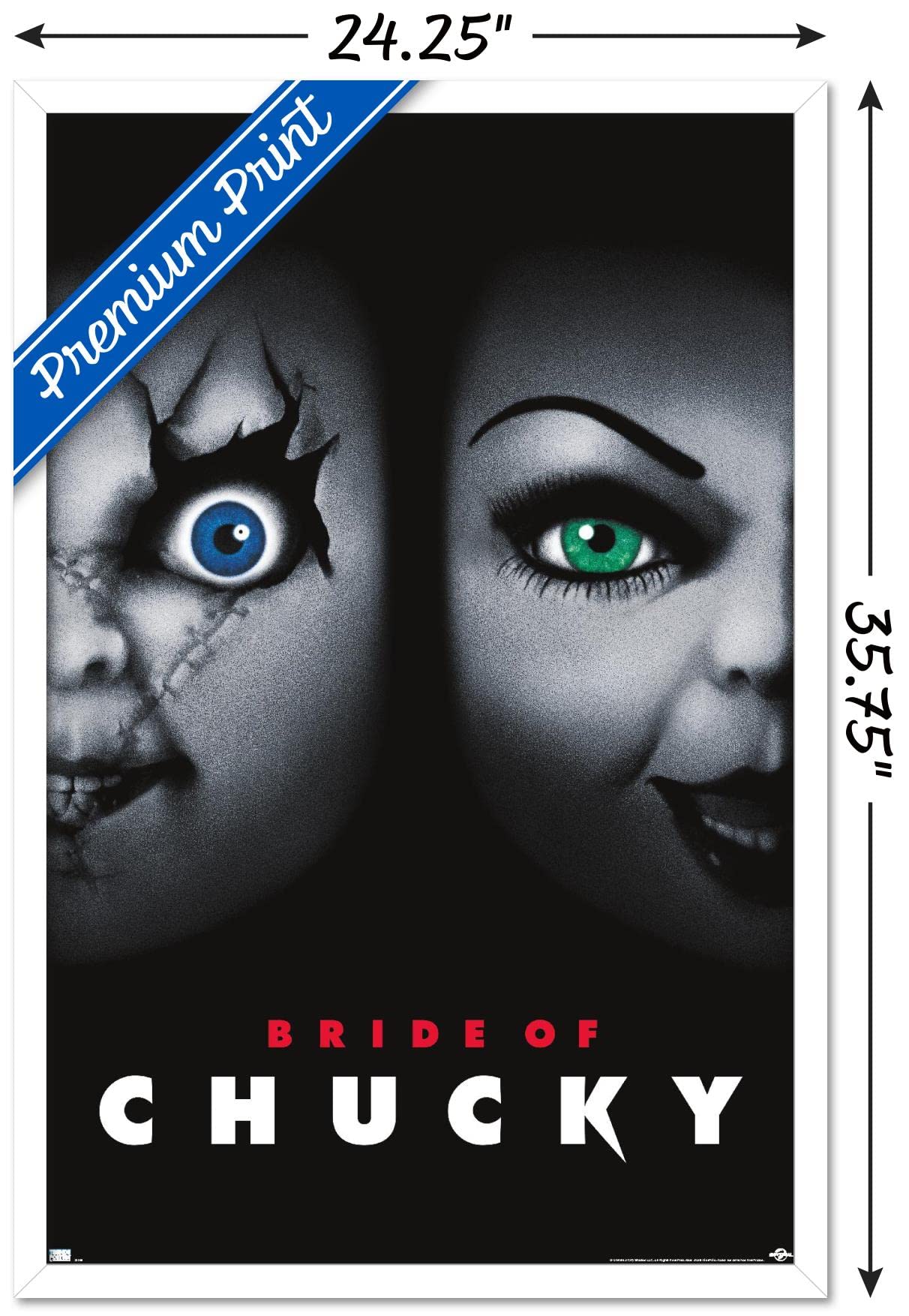 Trends International Child'S Play: Bride Of Chucky - One Sheet Wall Poster, 22.375'' X 34'', White Framed Version