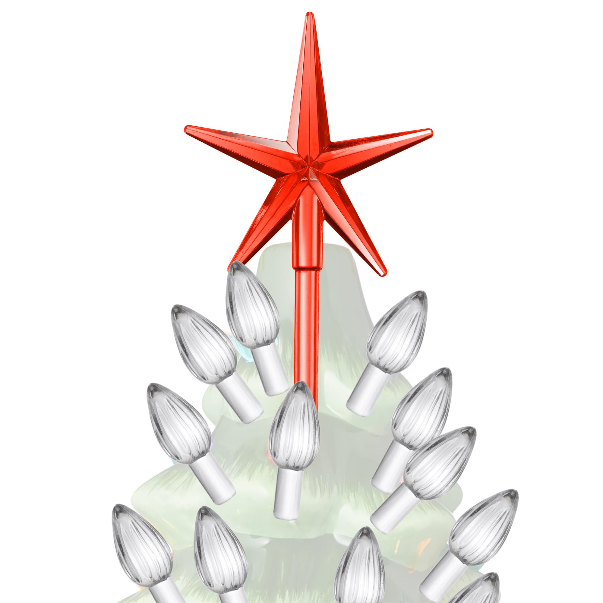 Casafield Ceramic Christmas Tree Replacement Lights - 108 Crystal Clear Bulbs and 3 Star Toppers