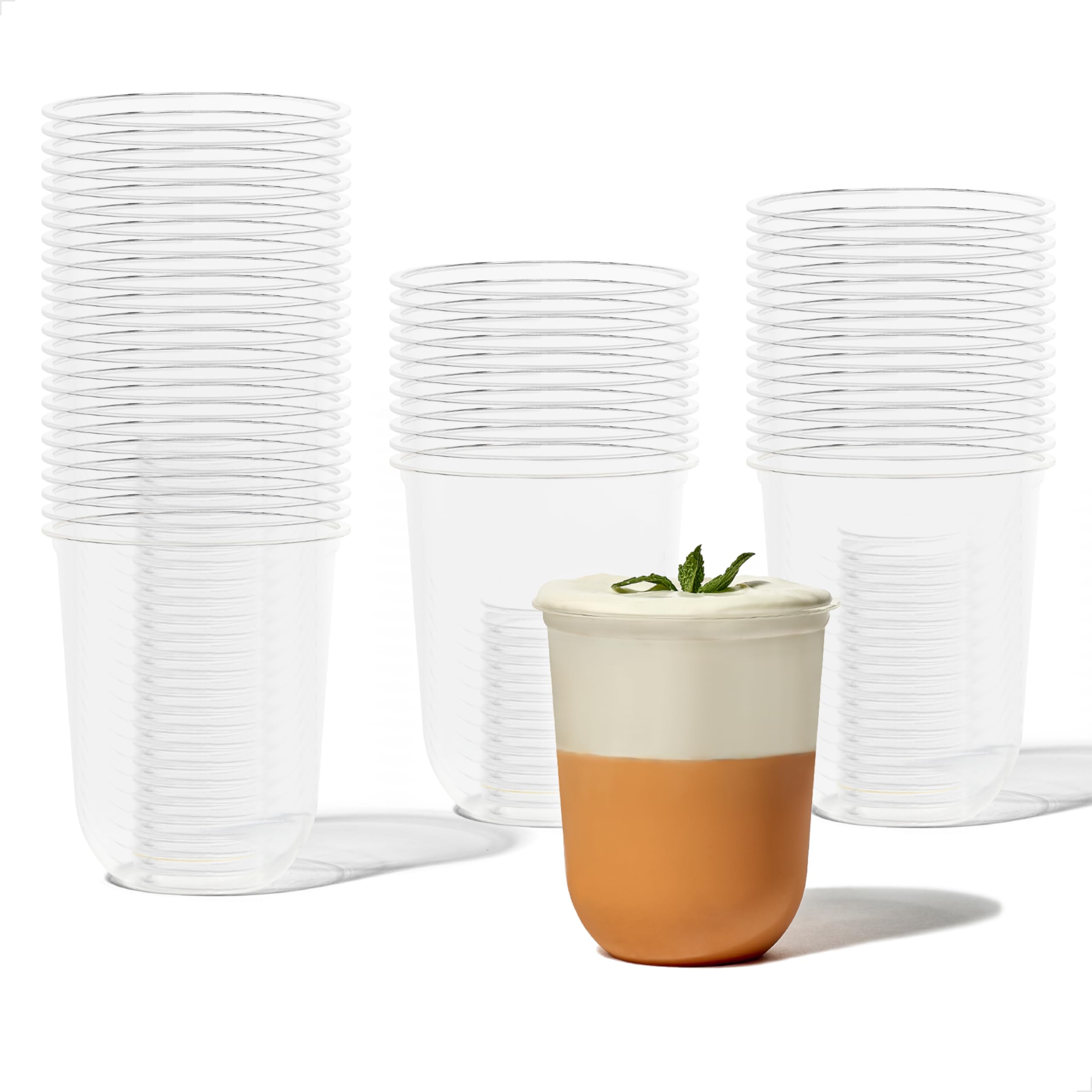 TOSSWARE NATURAL Arc - Plant Based Cups 16 oz - Plastic Alternative Cups for Parties, Bachelorettes, Weddings - Recyclable Clear