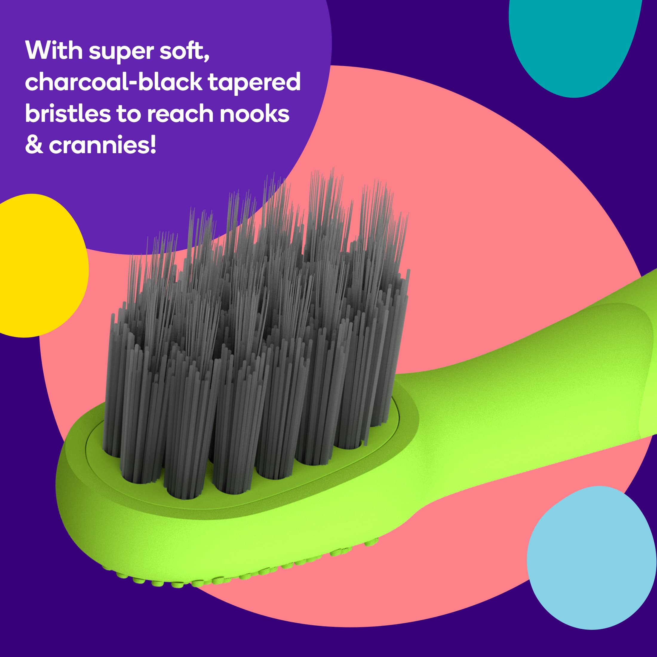 Cocomelon X Burstkids Electric Toothbrush Replacement Brush Heads - Charcoal-Infused, Soft Bristles For Deep Clean, Stain Remova