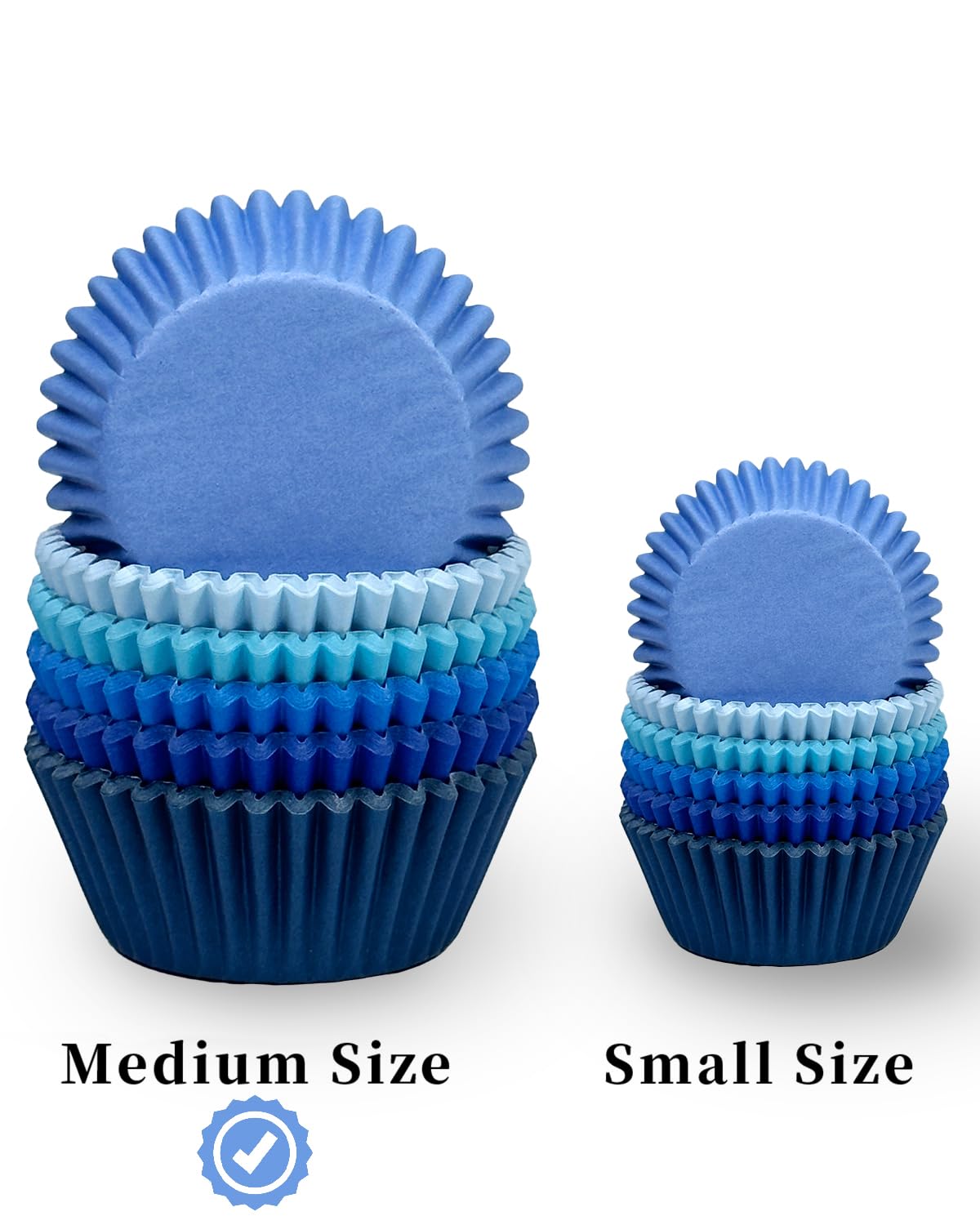 Qiqee 300 Counts Cupcake Liners Cupcake Cups Food Grade 6 Solid Blue Colors Cupcake Papers Muffin Baking Cups Cupcake Wrappers (