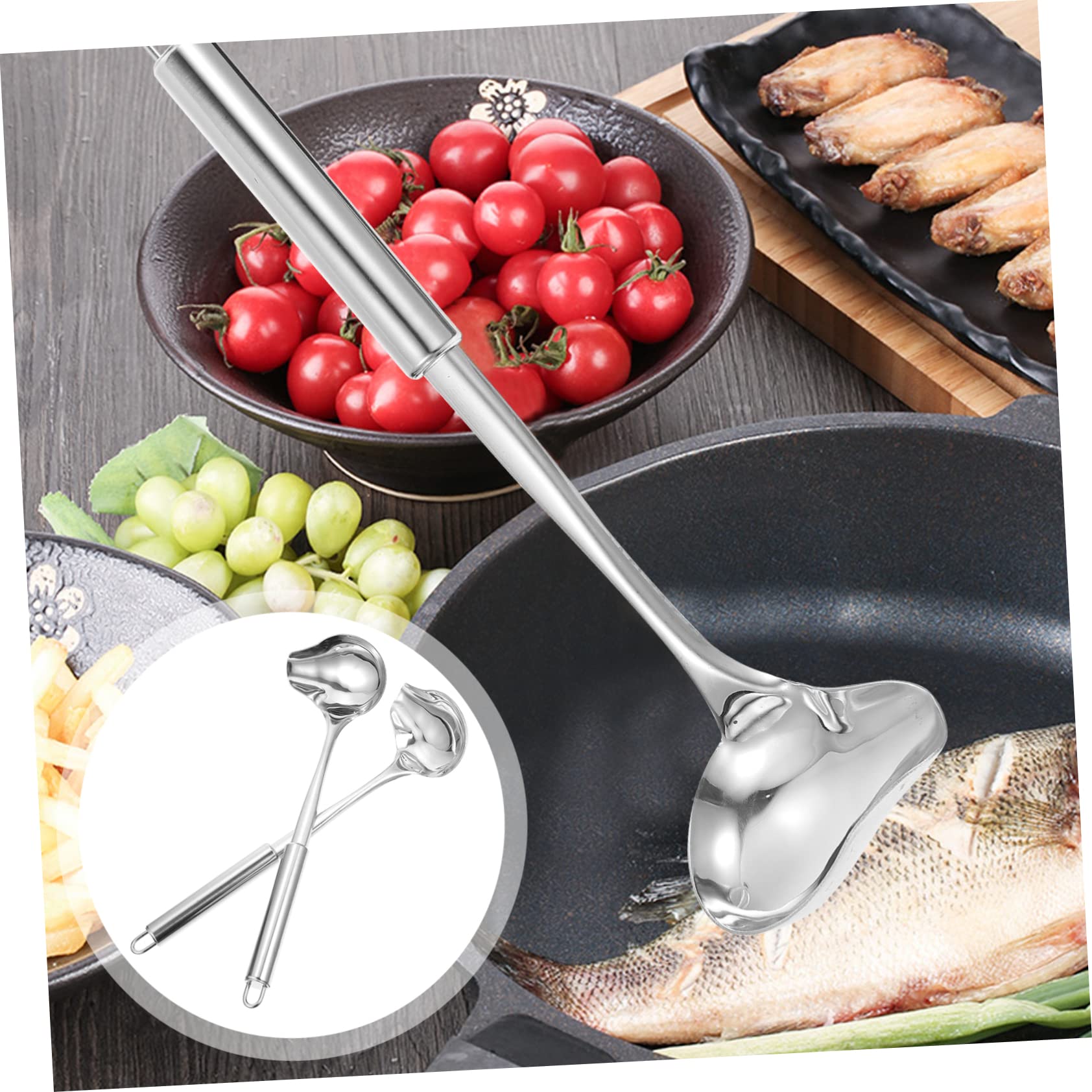 Doitool 2Pcs Stainless Steel Sauce Spoon Chocolate Mint Precision Tools Chocolate Panettone Small Sauce Ladle Gravy Spoon Ladle
