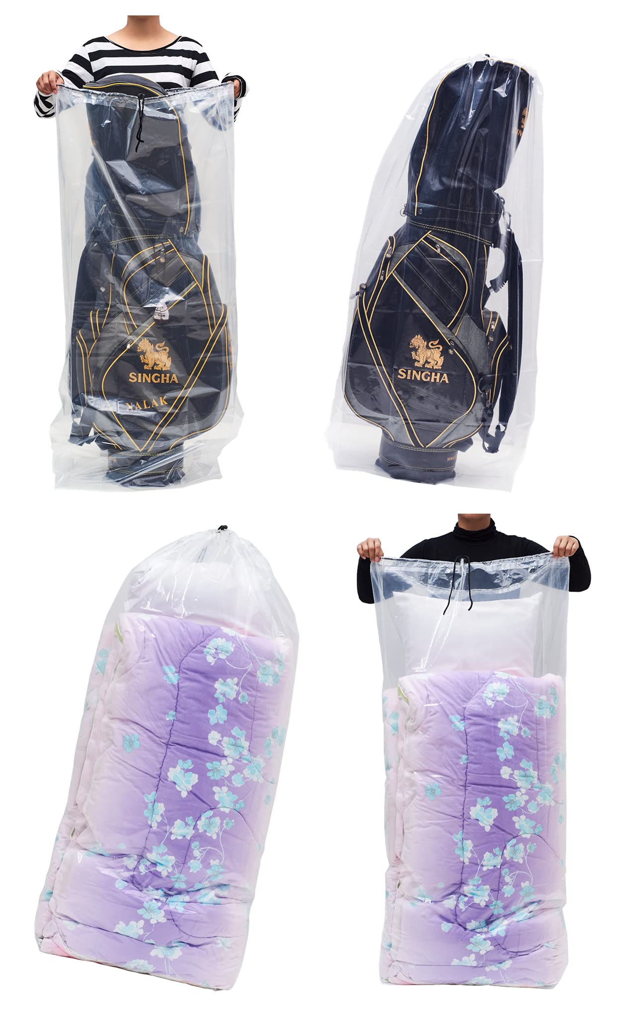 Big Plastic Bags Multi-Purpose Drawstring Bag Set Dust Cover For Keeping Golf'S Bag, Picnic Mattress Good For Household Organizi