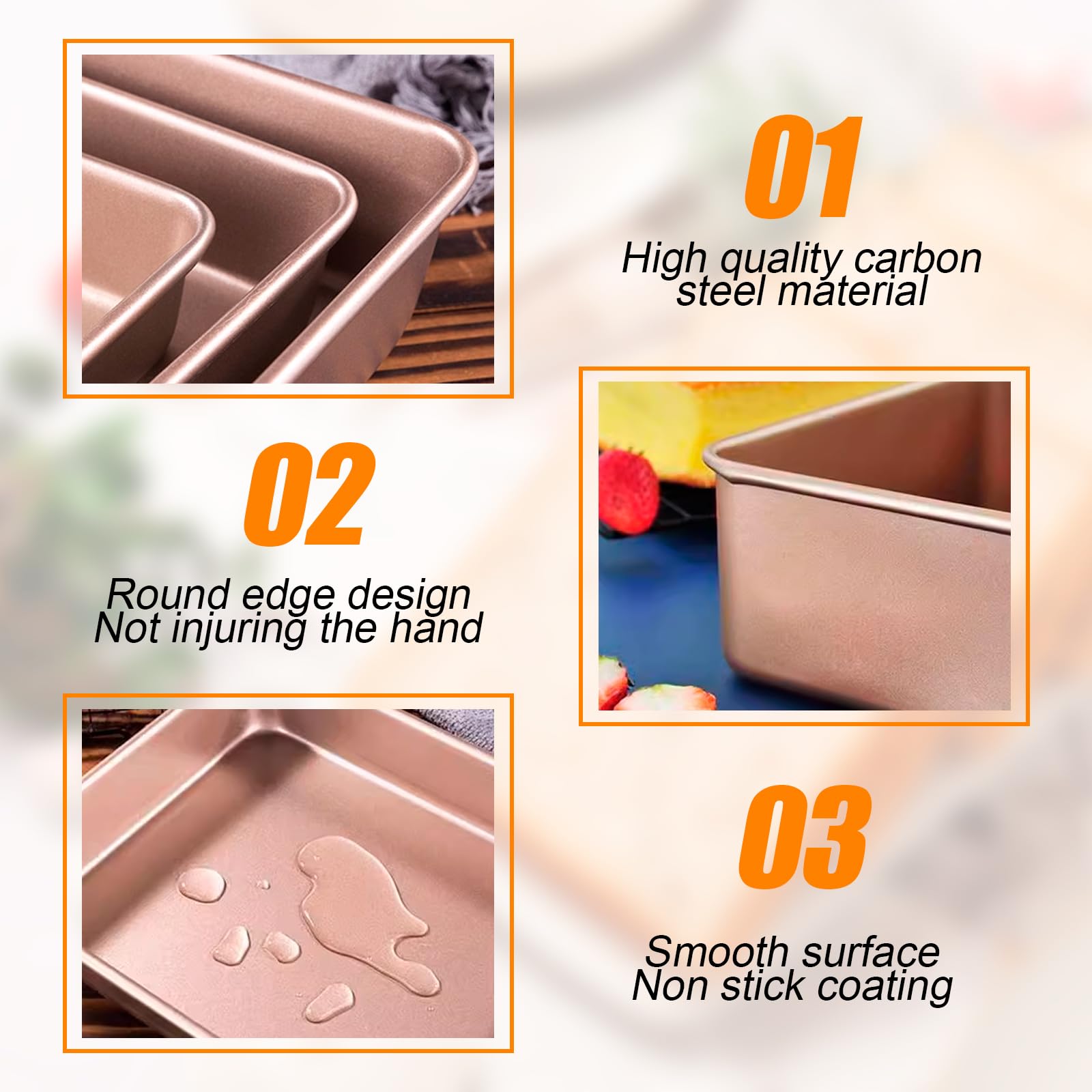 UOIENRT Nonstick Baking Sheet Pans, 2 Pack 9x7 Inch Stainless Steel Cookie & Brownie Trays, Easy Clean Bakeware