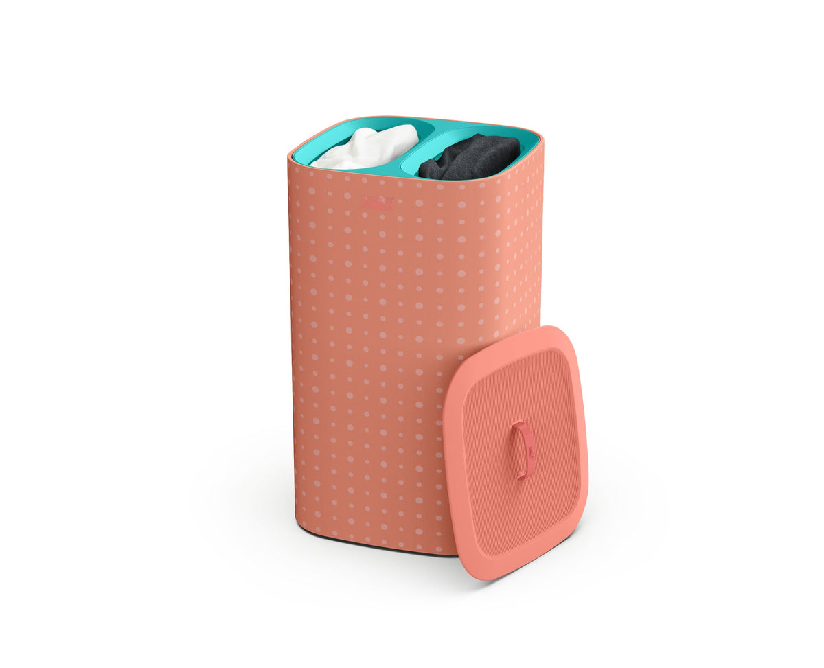Joseph Joseph Tota Pop - 60-Liter Laundry Hamper Separation Basket With Lid, 2 Removable Washing Bags With Handles, Coralgreen