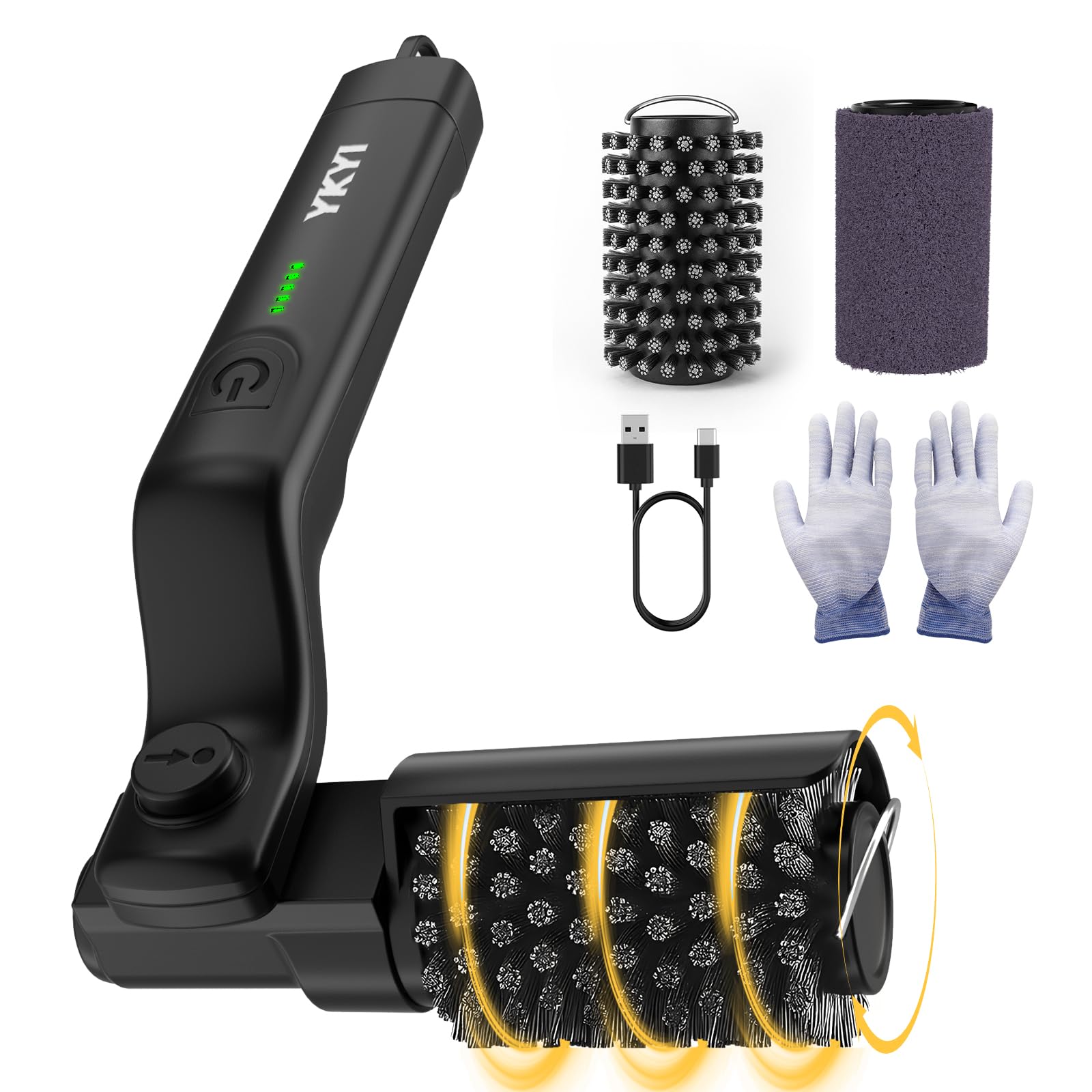 Electric Rotary Grill Brush for Outdoor Grill, 3-Speed Power Control, 304 Stainless Steel BBQ Grill Brush with No Bristle Sheddi