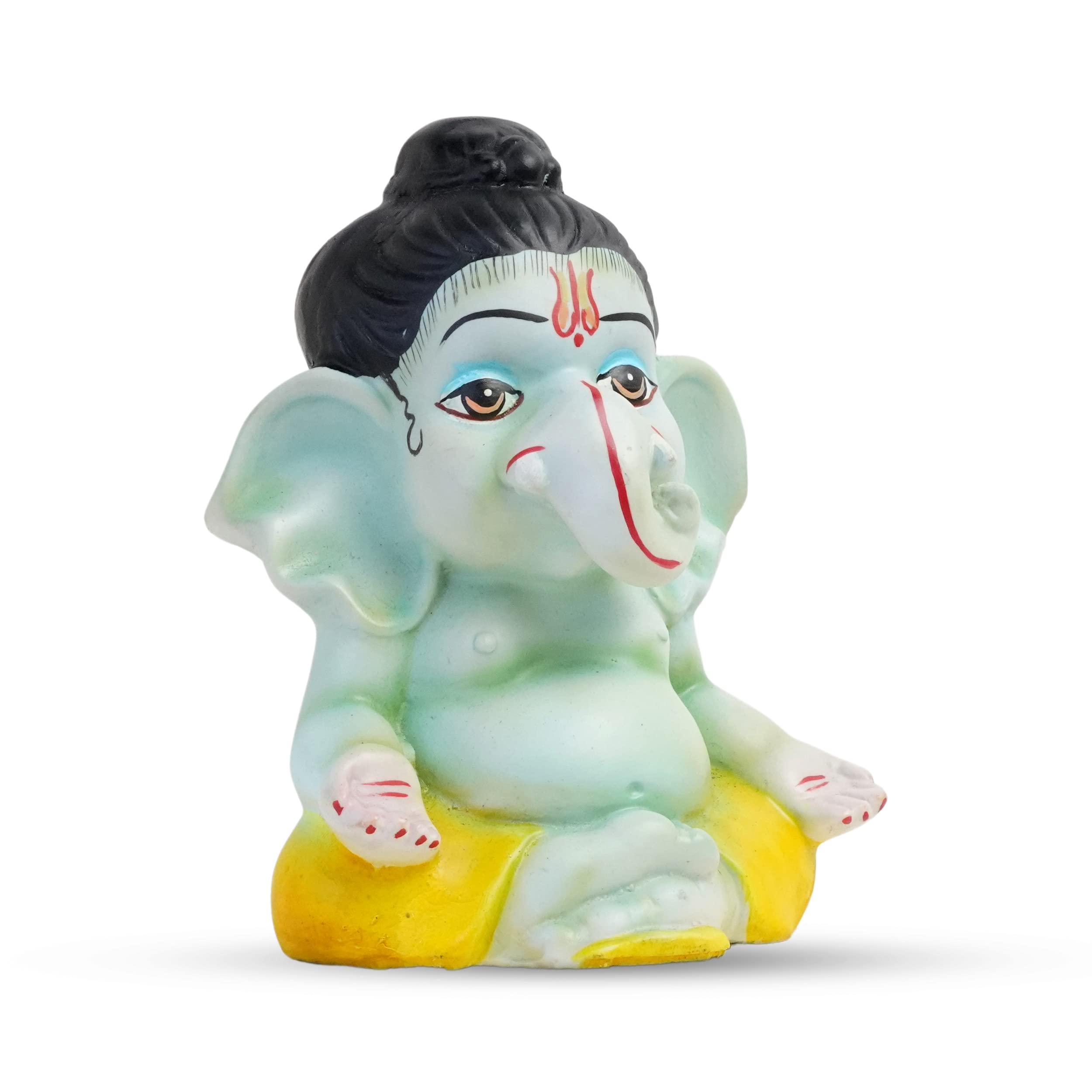 Lupaava Lord Ganesha Idol | Ganesh Ganpati Bappa Idol For Car Dashboard | Living Room (13 X 10 X 16 Cm, Polyresin, Green)