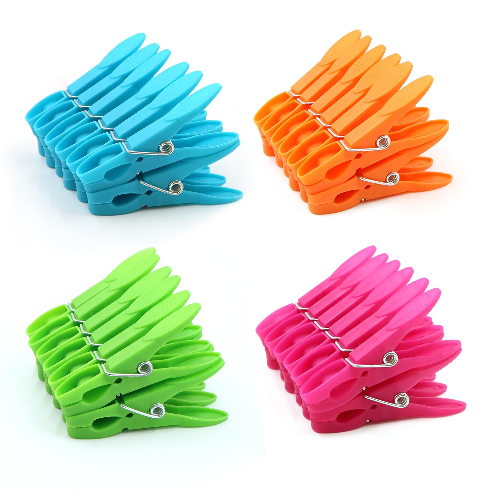48 Packs Colorful Plastic Clothespins Hangers Clips Clothes Pins Heavy Duty Laundry Clothes Pins Clips With Springs, Air-Drying