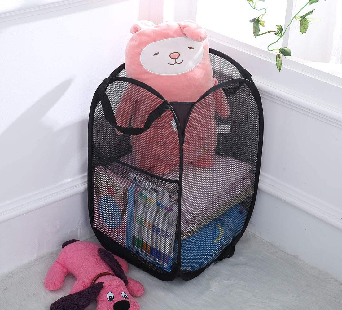 Bud Mesh Pop Up Laundry Hamper With Portable, Durable Handles, Collapsible Laundry Basket For Storage, Folding Pop-Up Clothes Ha