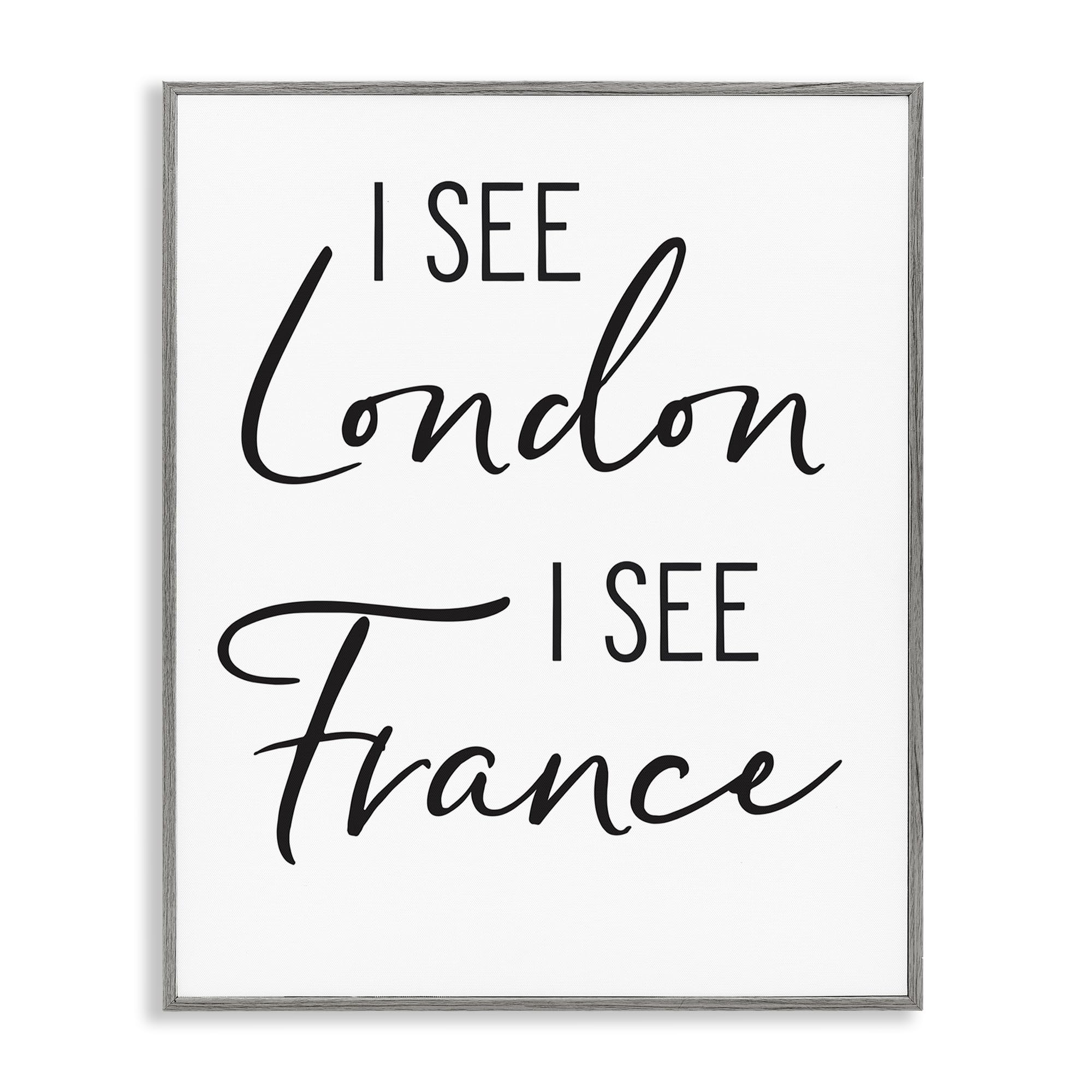 Stupell Industries I See London and France Saying Bathroom Humor , Framed Giclee Art, Gray, 16 x 20 Inches, Easy to Hang and S