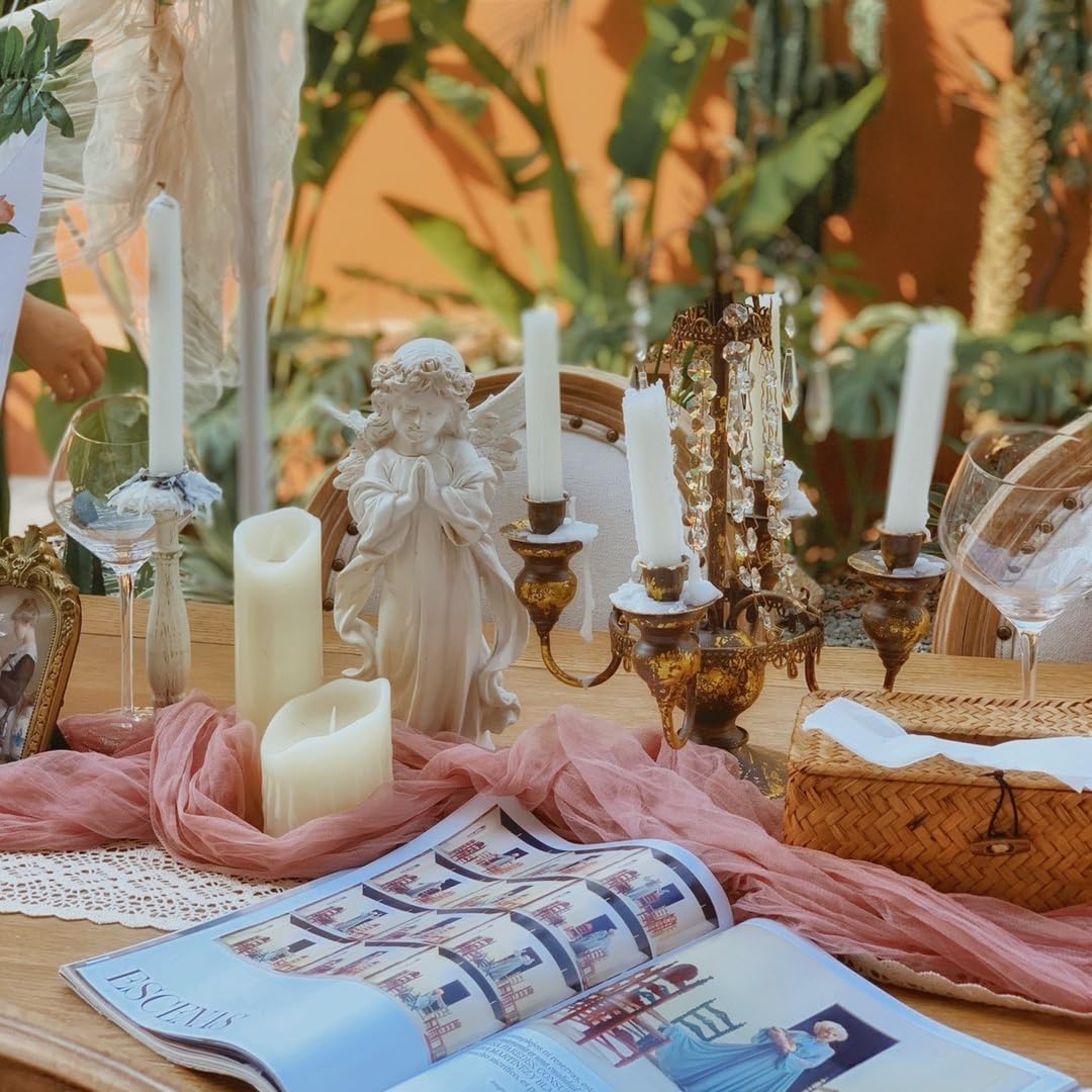 Joanlody Dusty Rose Cheesecloth Table Runner Fall Thanksgiving 10Ft Rustic Gauze Boho Cheese Cloth Table Runner for Wedding Brid