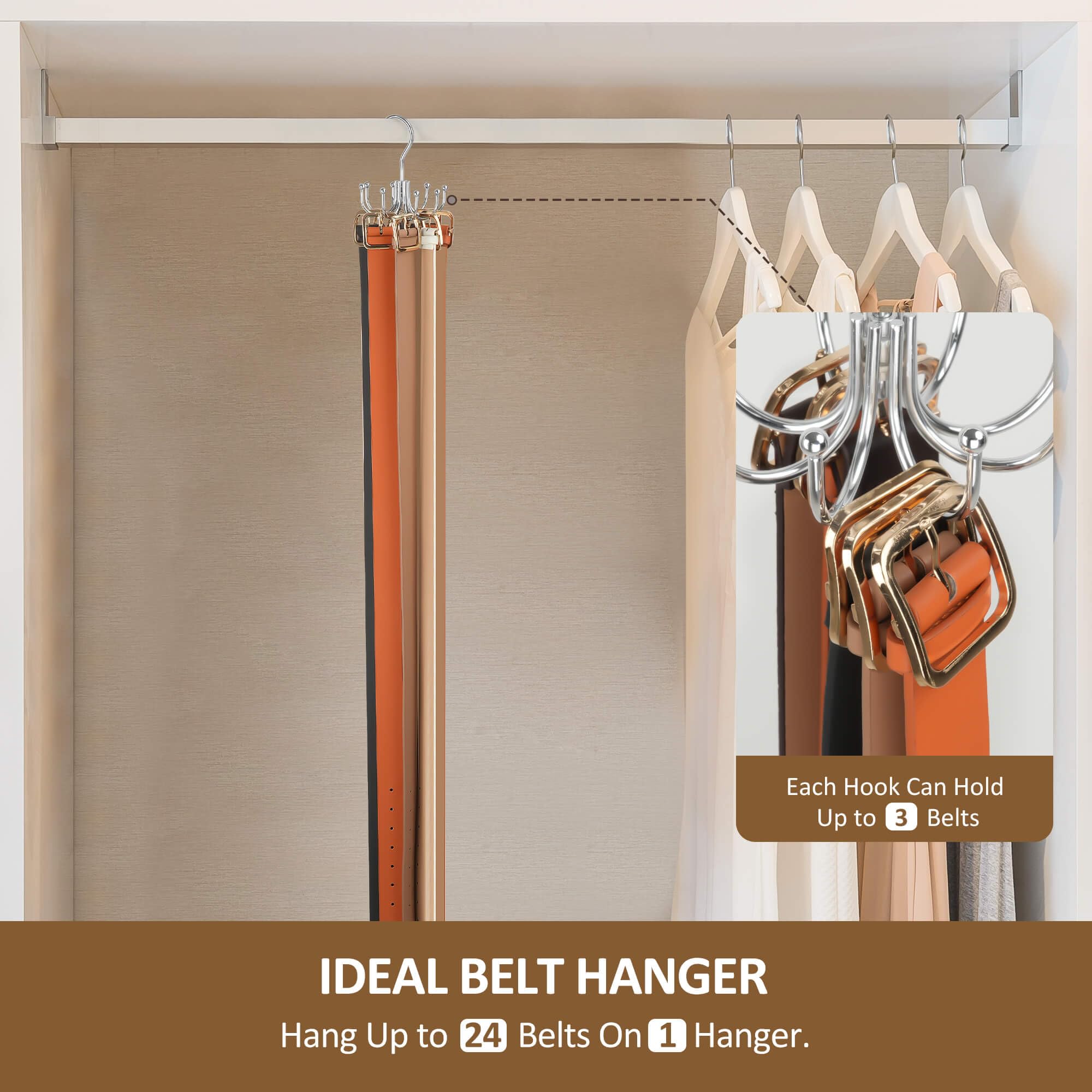 ZEDODIER Belt Hanger  Belt Rack Closet Accessories Organizer  Maximum 24 Storage Capacity  Hanging Holder Storage Hook for Belt  Bra  Tank Top  Tie  Scarf  Purse