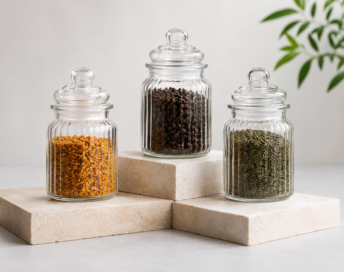 Alloxiona Glass Pop Jar, Set Of 3, 350Ml Each, Airtight Storage Containers With Lid, For Pickle, Spices, Salt, Sugar, Dry Fruits