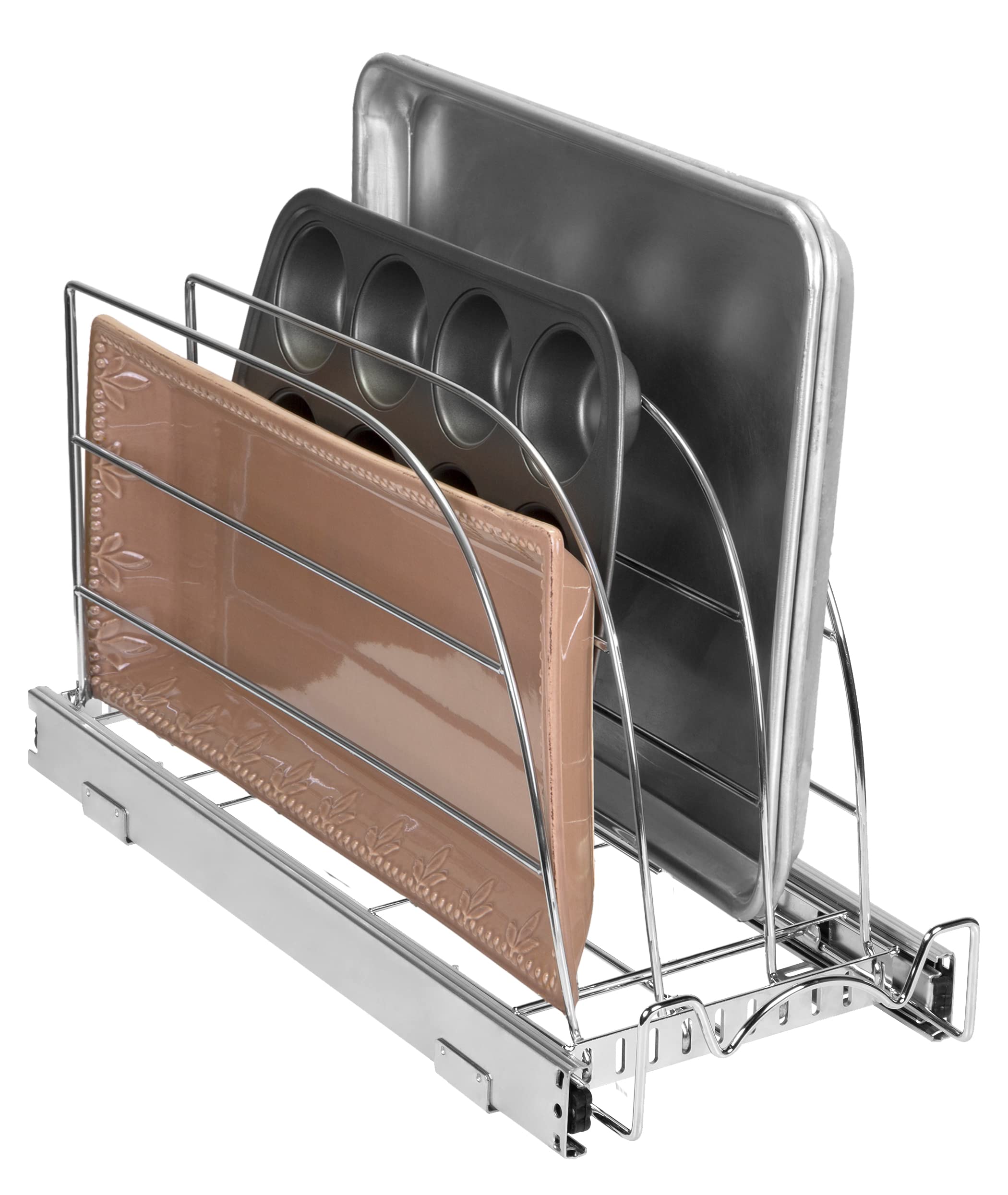 Holdn Storage Pull Out Organizer For Cookie Sheet, Cutting Board, Bakeware, And Tray, Sliding Rack- Heavy Duty - Lifetime Limite