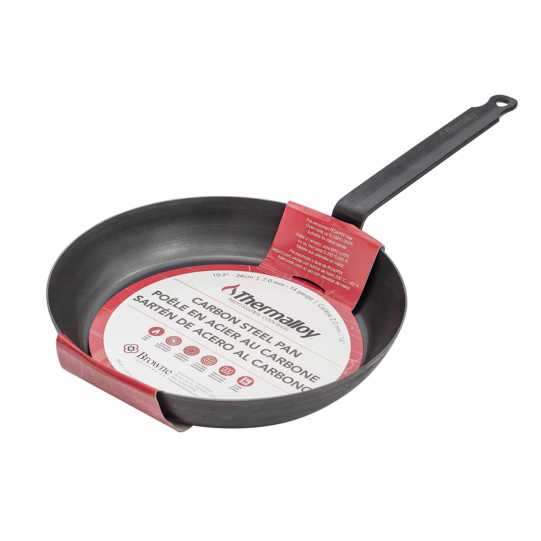 Browne Foodservice 573740 Thermalloy 10.2''/26Cm Black Carbon Steel Fry Pan