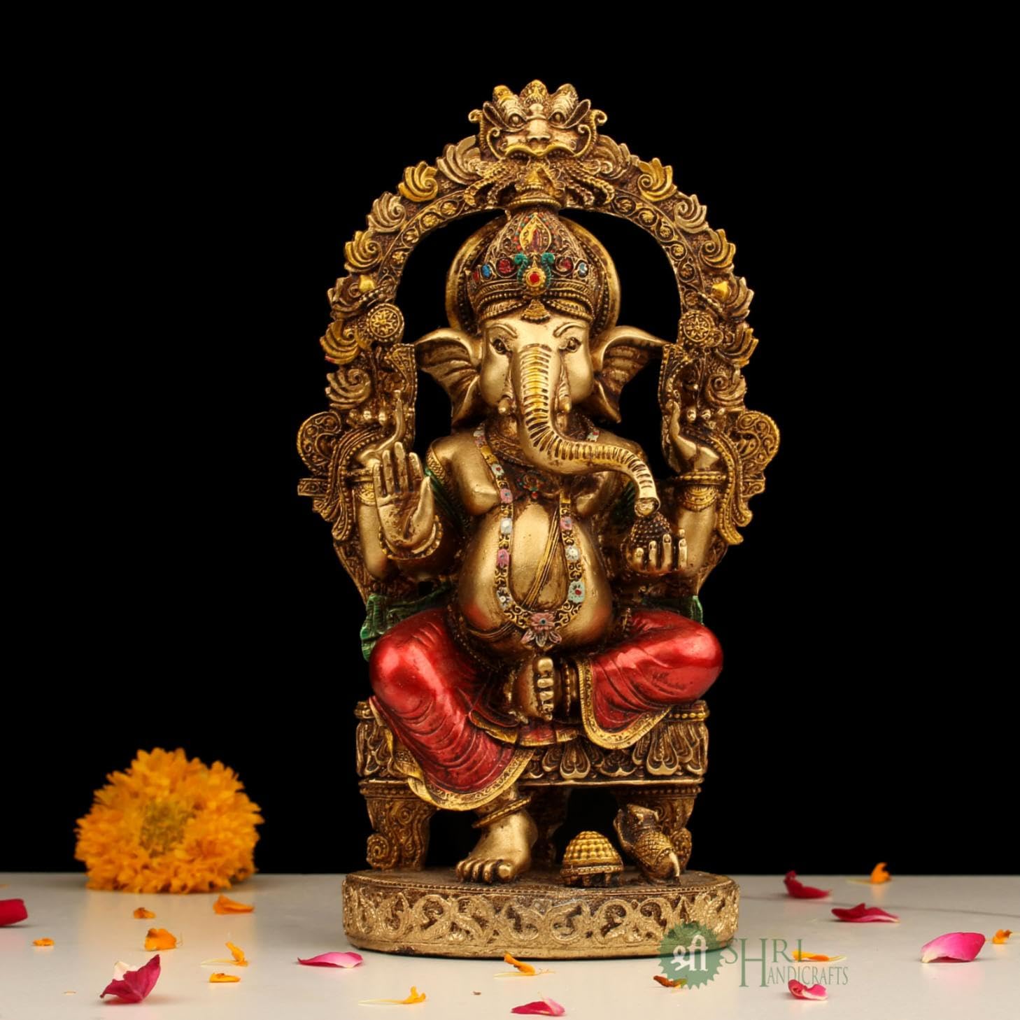 Profound Craft Resin 10 Ganesh Mehrav Copper Finish Hindu God Statue Ganpati Ganesh Idol Figurine Decoration And Pooja Gifting P