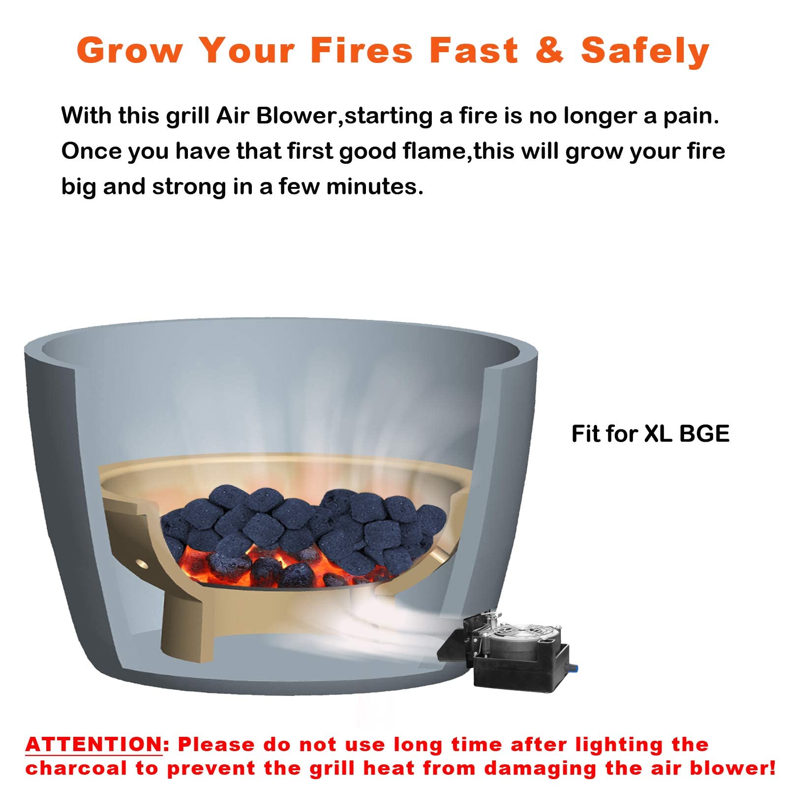 Mydracas Grill Air Blower Fire Starter For Xl Big Green Egg Accessories Grill Fan Shorten The Time Of Ignite The Charcoal